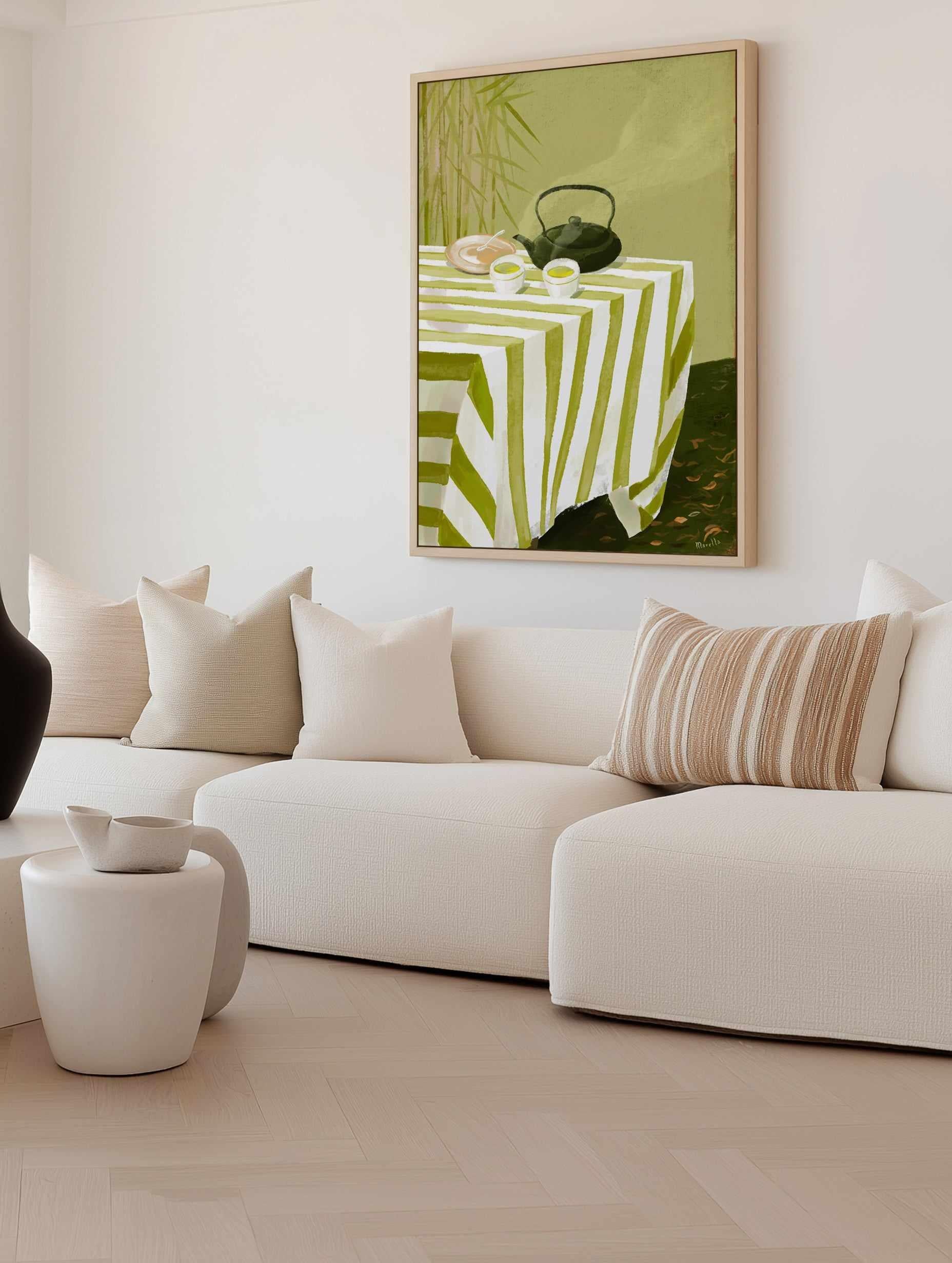 Green Tea Garden by Marco Marella | Framed Canvas Art Print from Olive et Oriel where you can shop wallpaper and artworks online