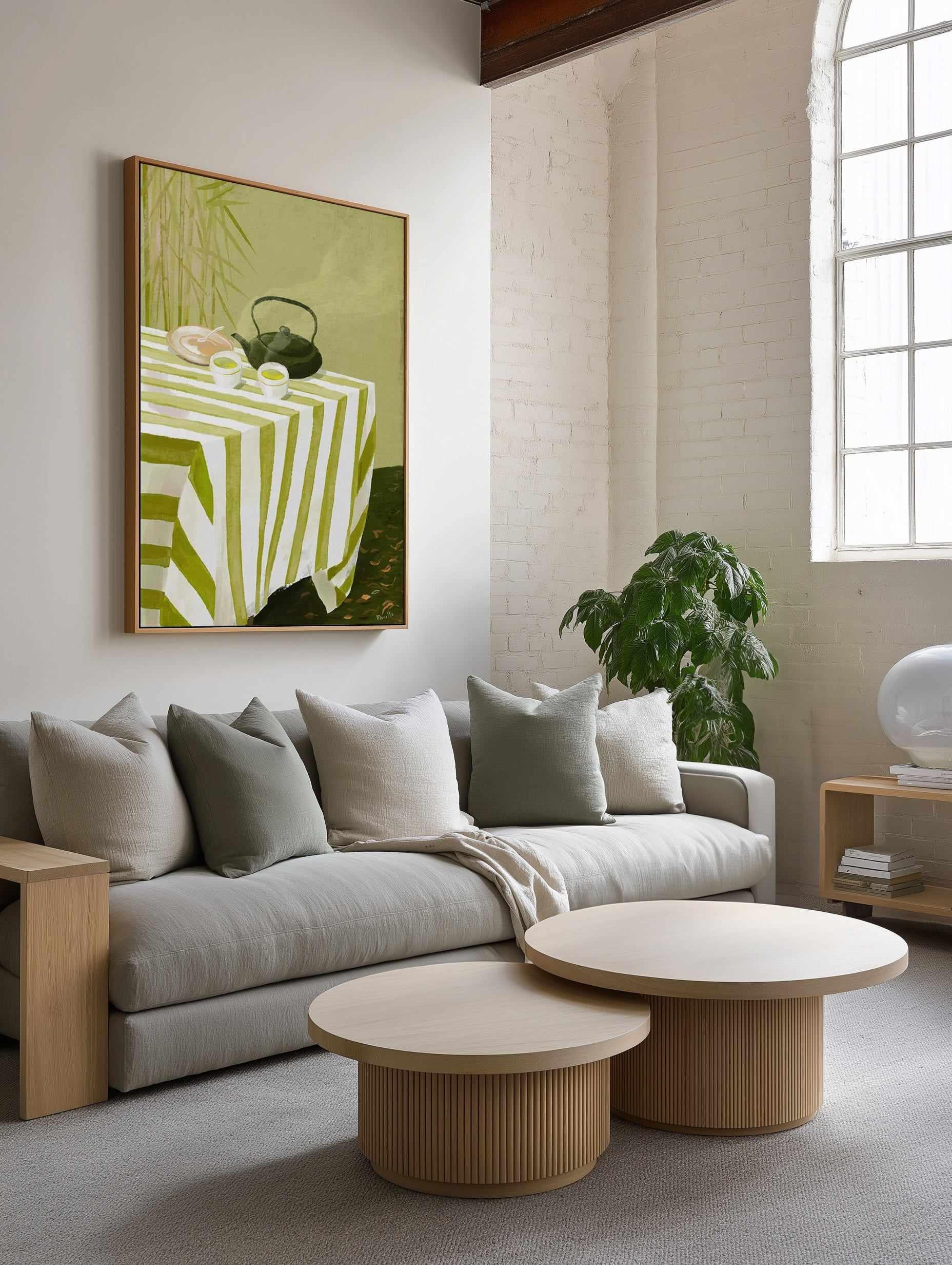 Green Tea Garden by Marco Marella | Framed Canvas Art Print from Olive et Oriel where you can shop wallpaper and artworks online