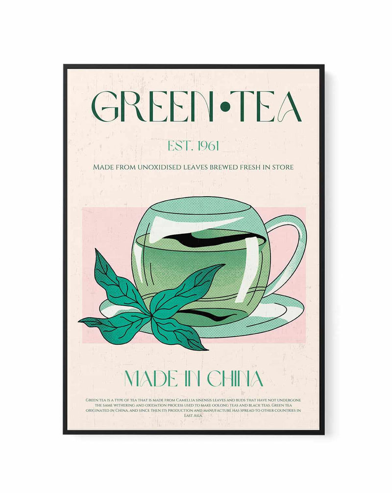 Green Tea No 01 By Nazma Khokbar | Framed Canvas Art Print