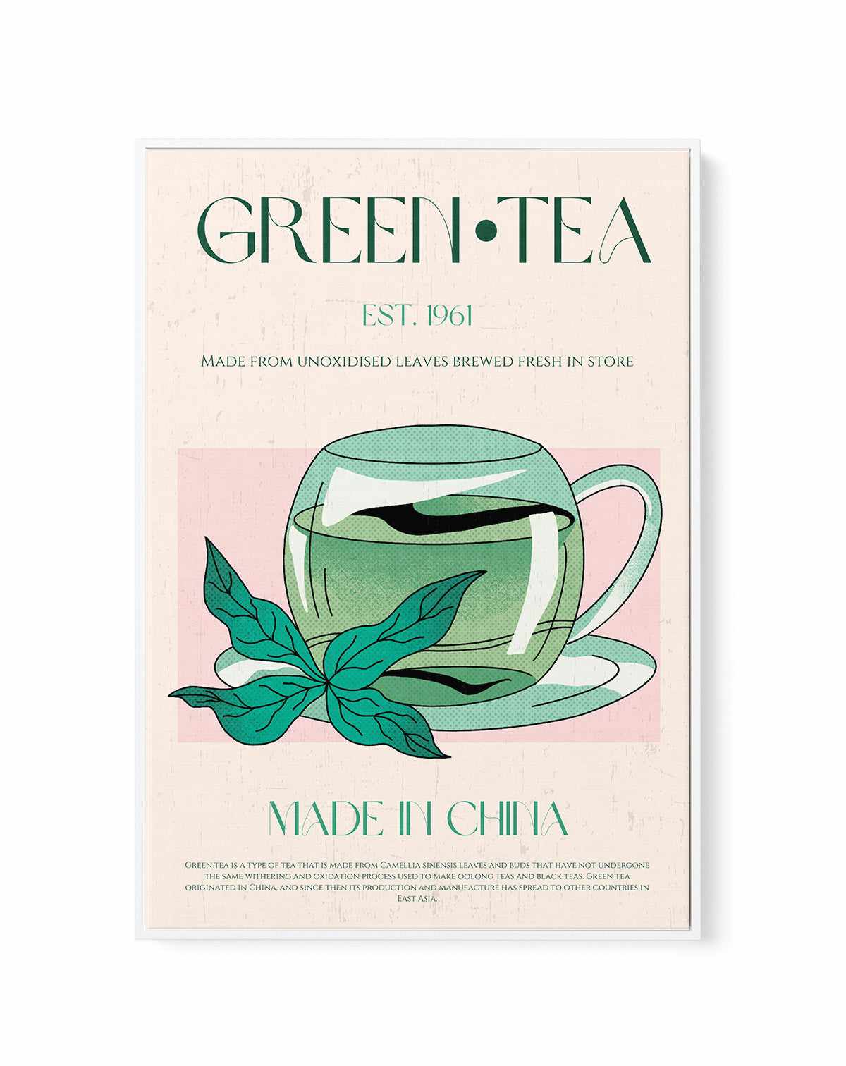 Green Tea No 01 By Nazma Khokbar | Framed Canvas Art Print