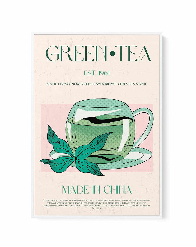 Green Tea No 01 By Nazma Khokbar | Framed Canvas Art Print