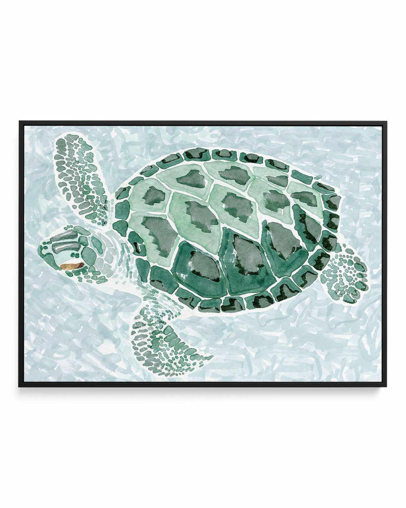 Green Turtle II | Framed Canvas Art Print