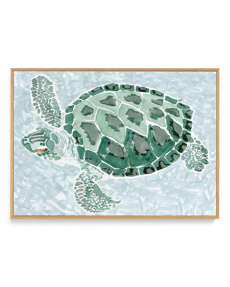 Green Turtle II | Framed Canvas Art Print