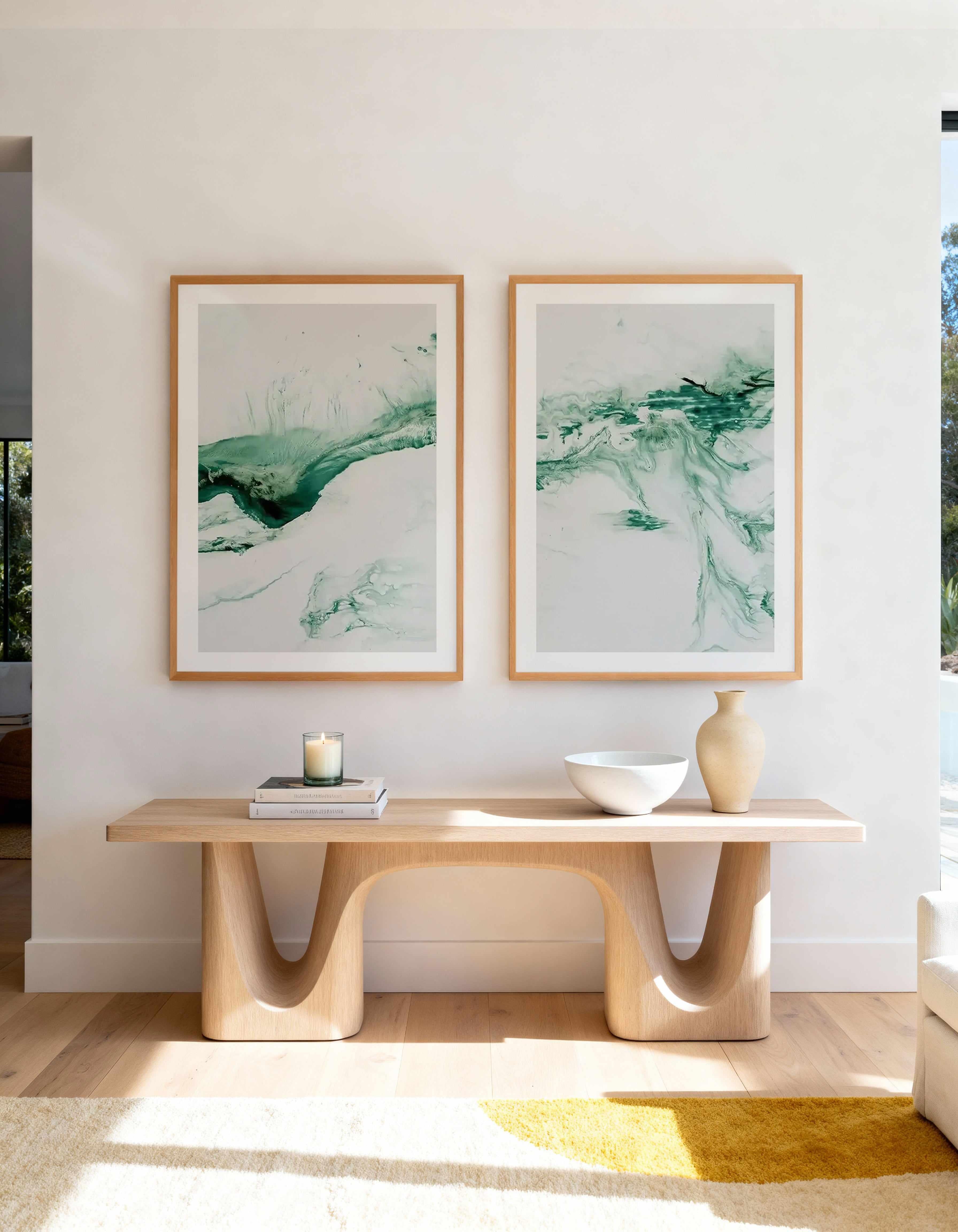 Green Abstract I & II Art Print Set of 2 | Matching Wall Art from Olive et Oriel where you can shop wallpaper and artworks online