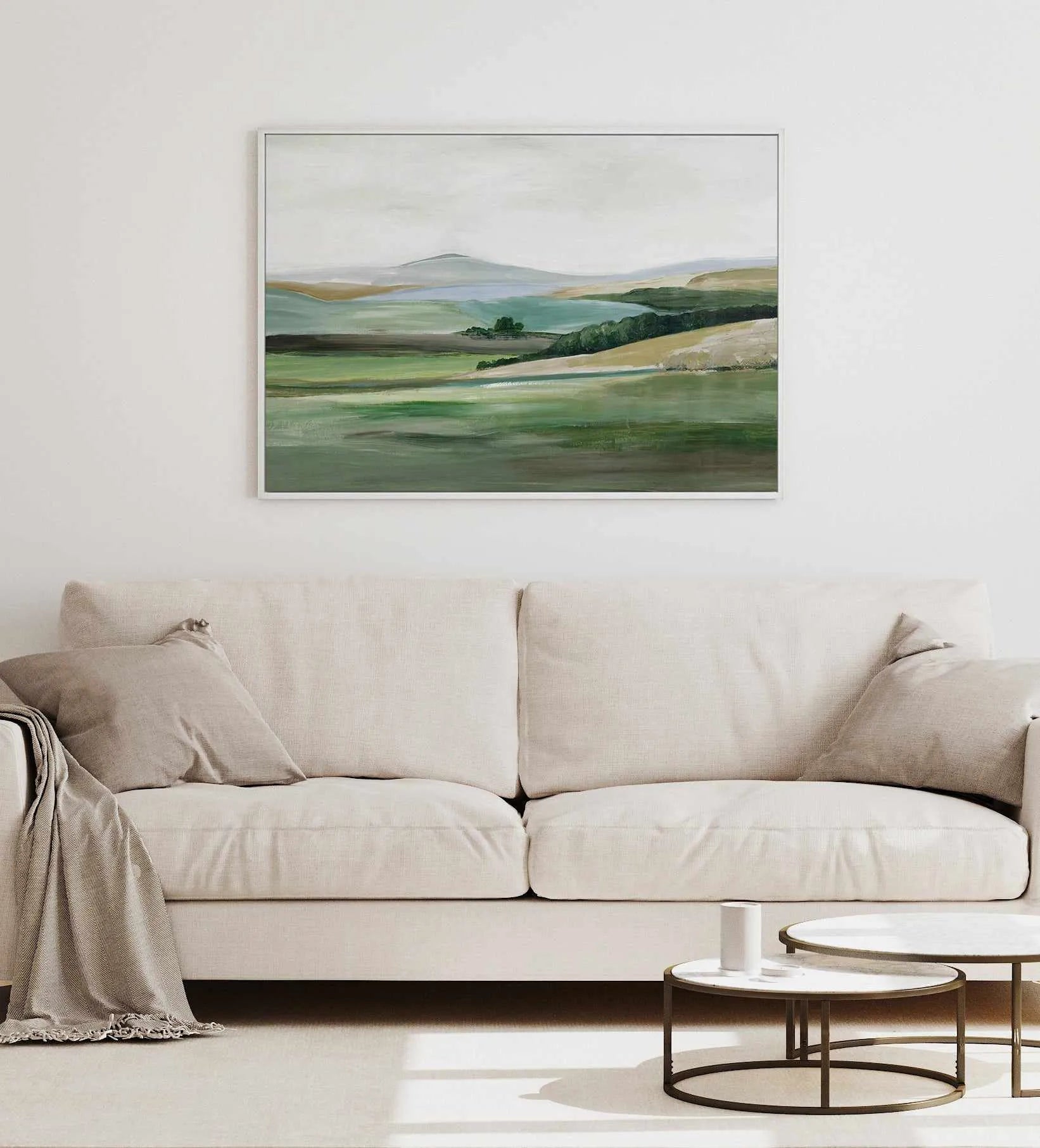 Green Hillside Horizon | Framed Canvas Art Print from Olive et Oriel where you can shop wallpaper and artworks online