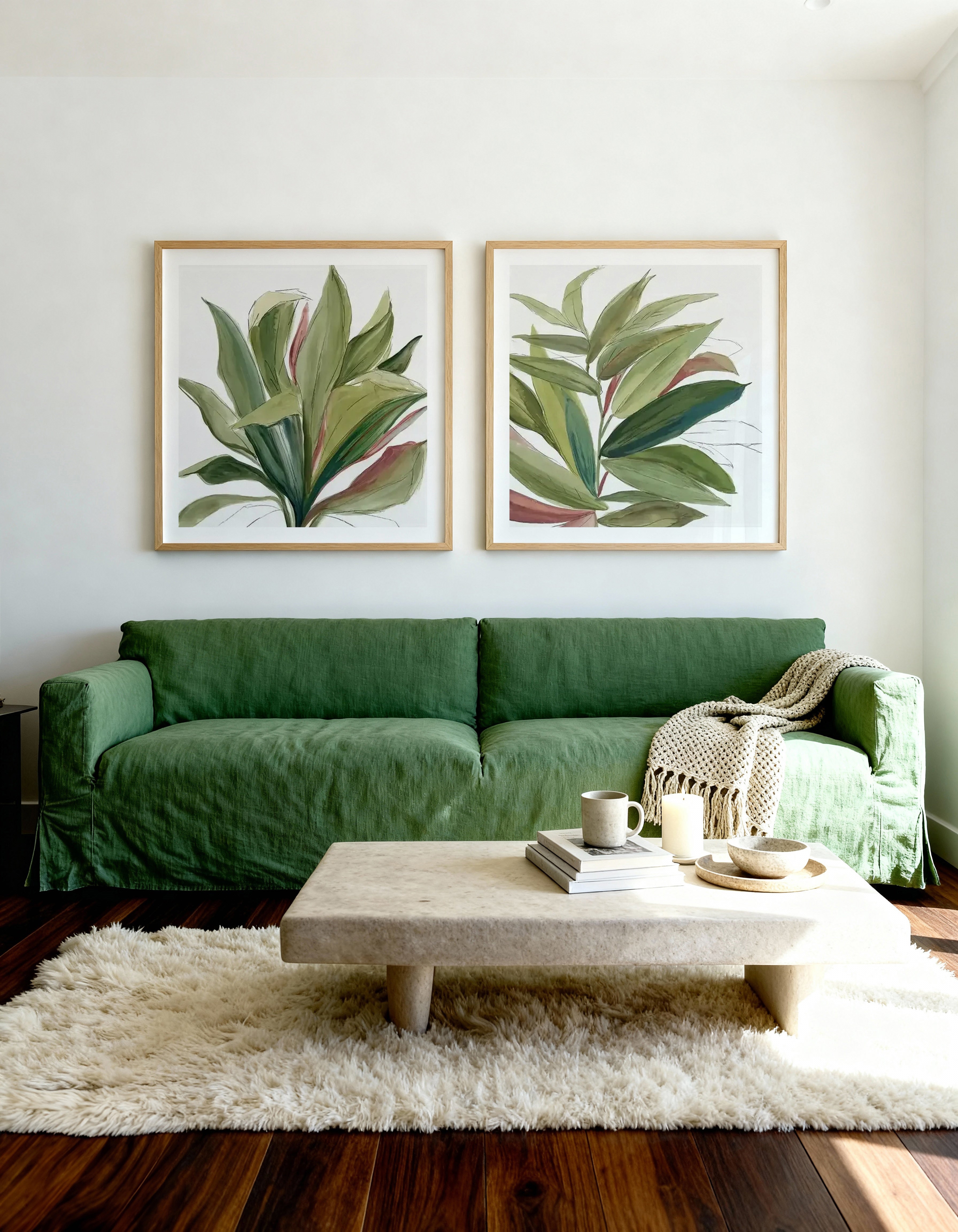 Green House Plant I & II Art Print Set of 2 | Matching Wall Art