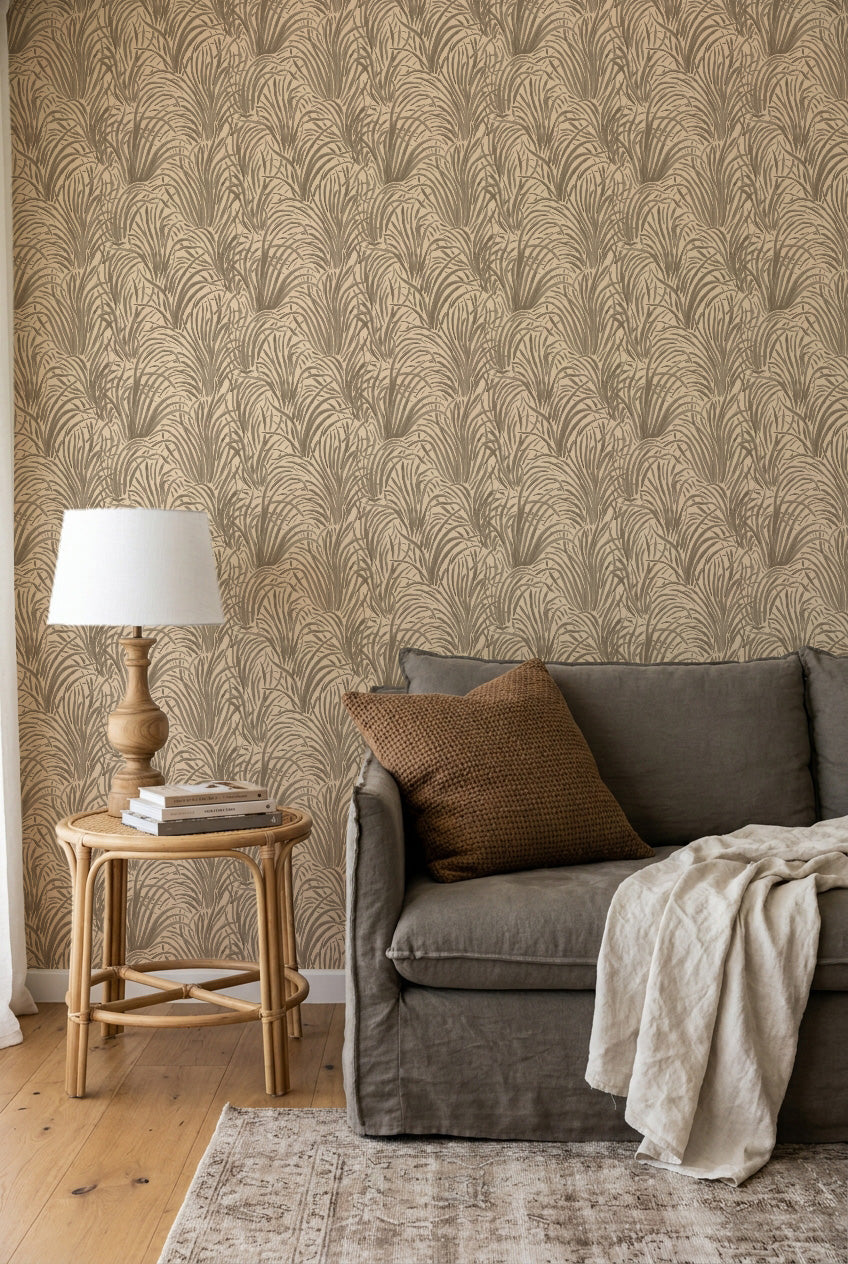 Coastal Luxe Grass in Greige Wallpaper