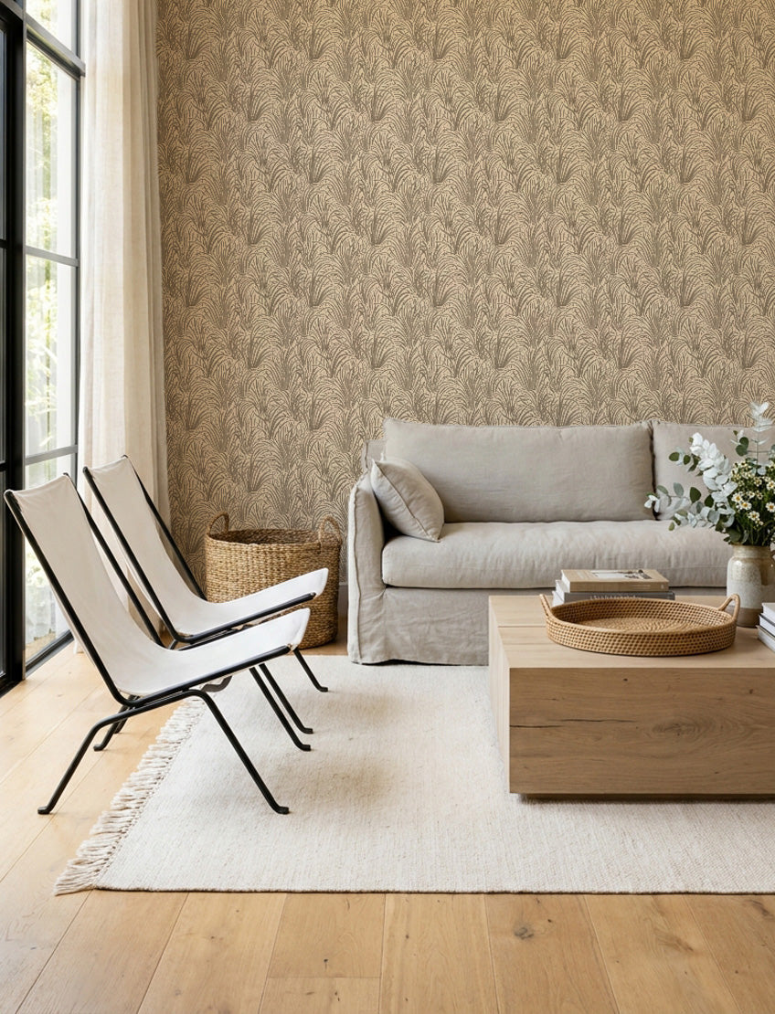Coastal Luxe Grass in Greige Wallpaper