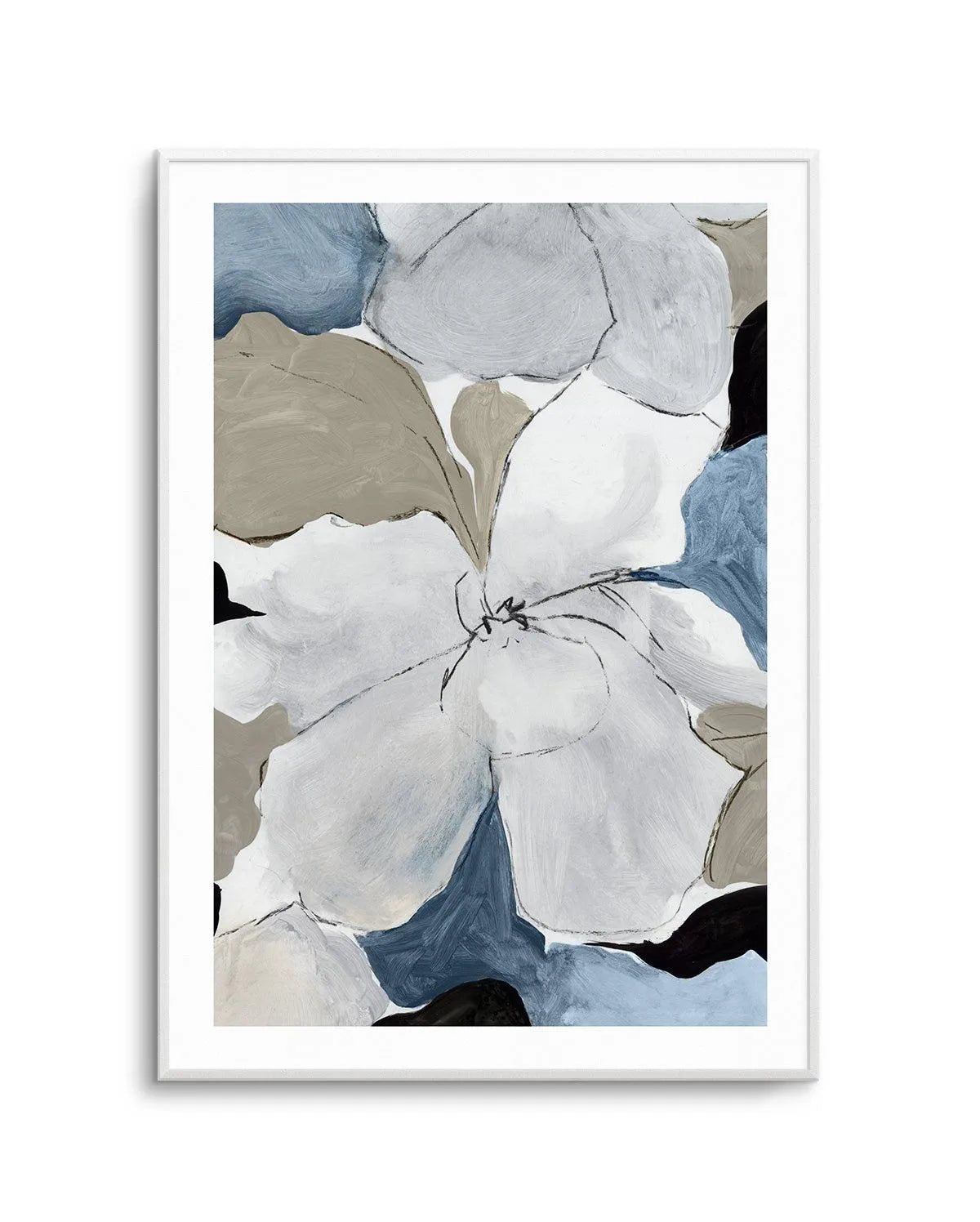 Grey Flowers I Art Print from Olive et Oriel where you can shop wallpaper and artworks online