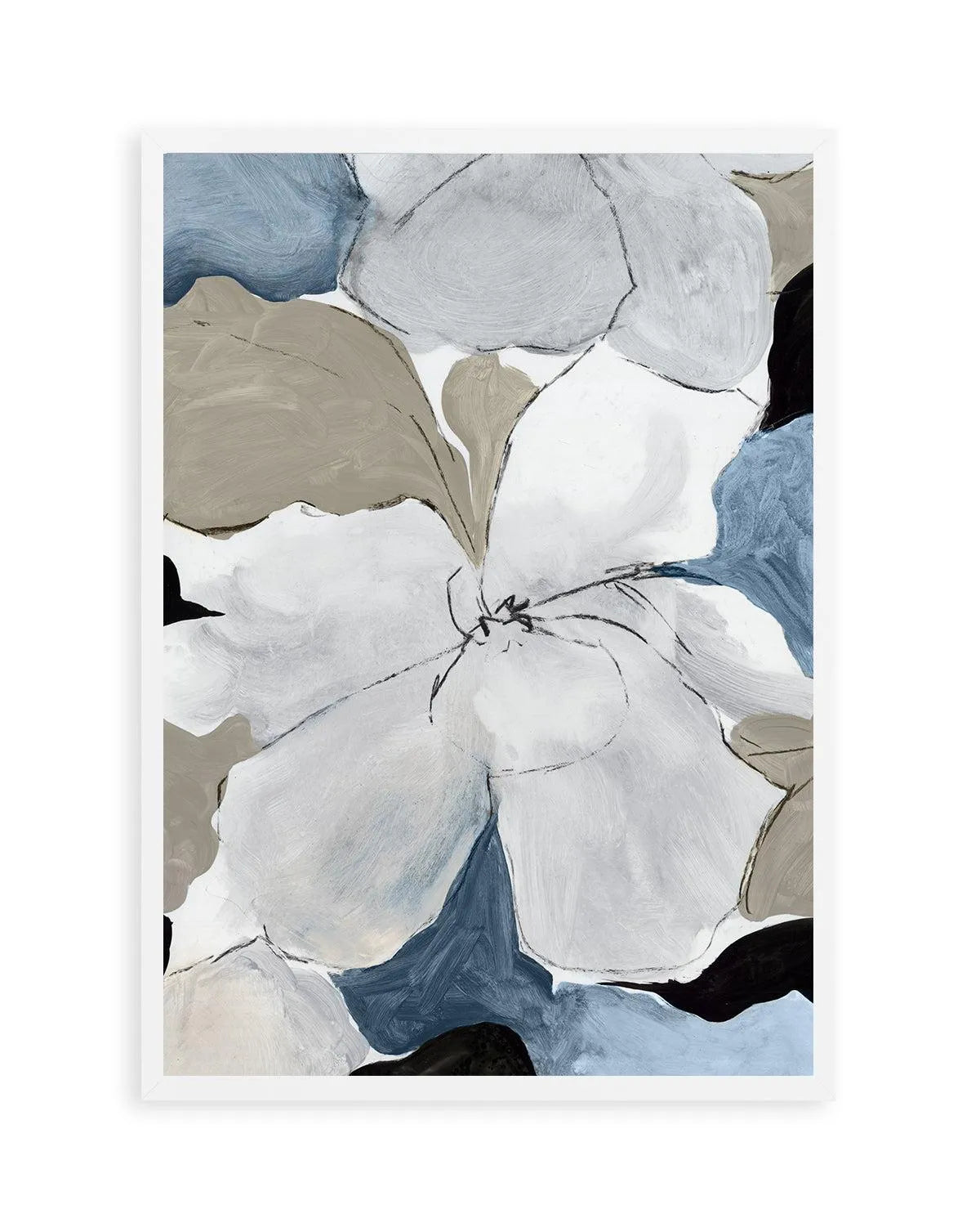 Grey Flowers I Art Print from Olive et Oriel where you can shop wallpaper and artworks online