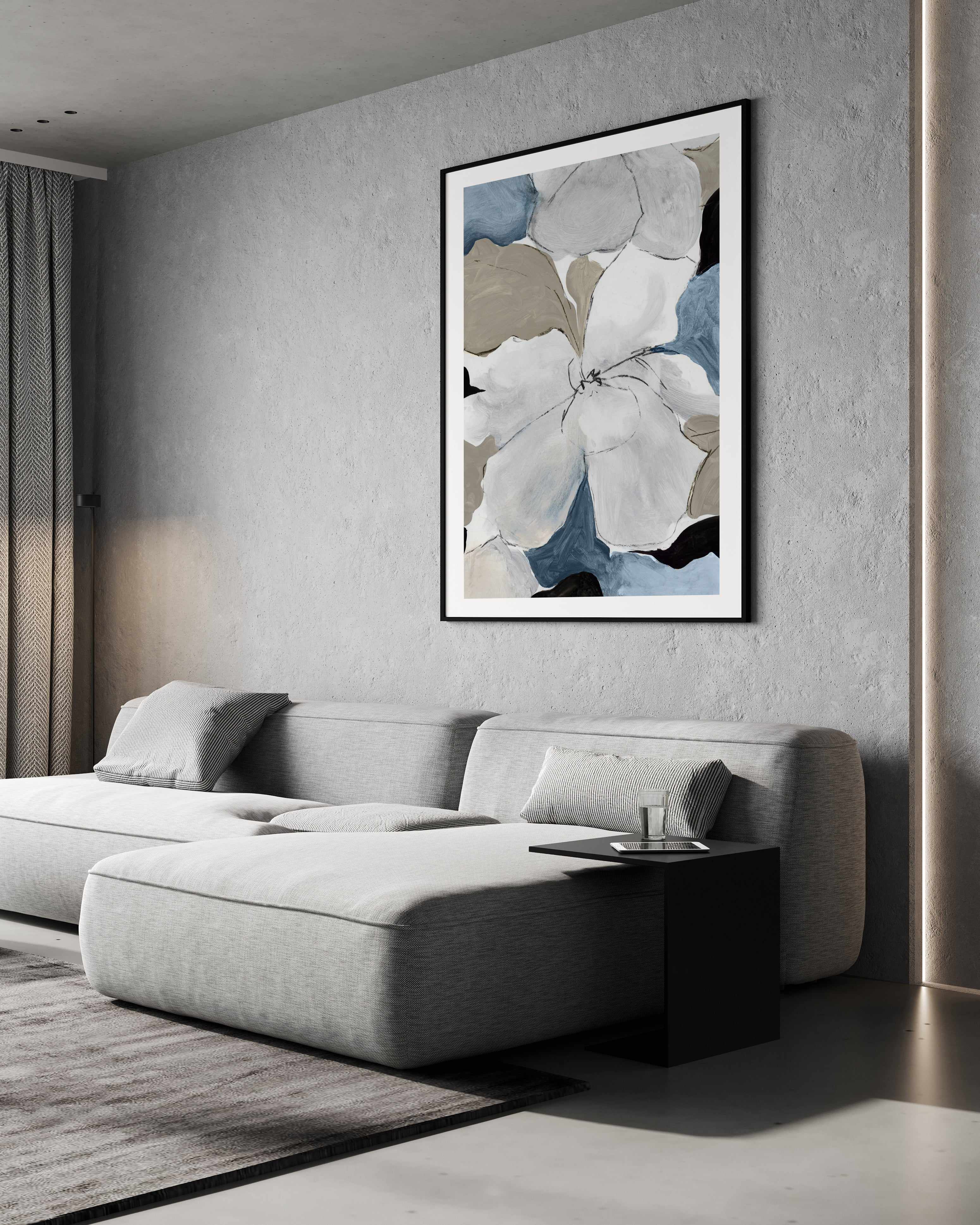 Grey Flowers I Art Print