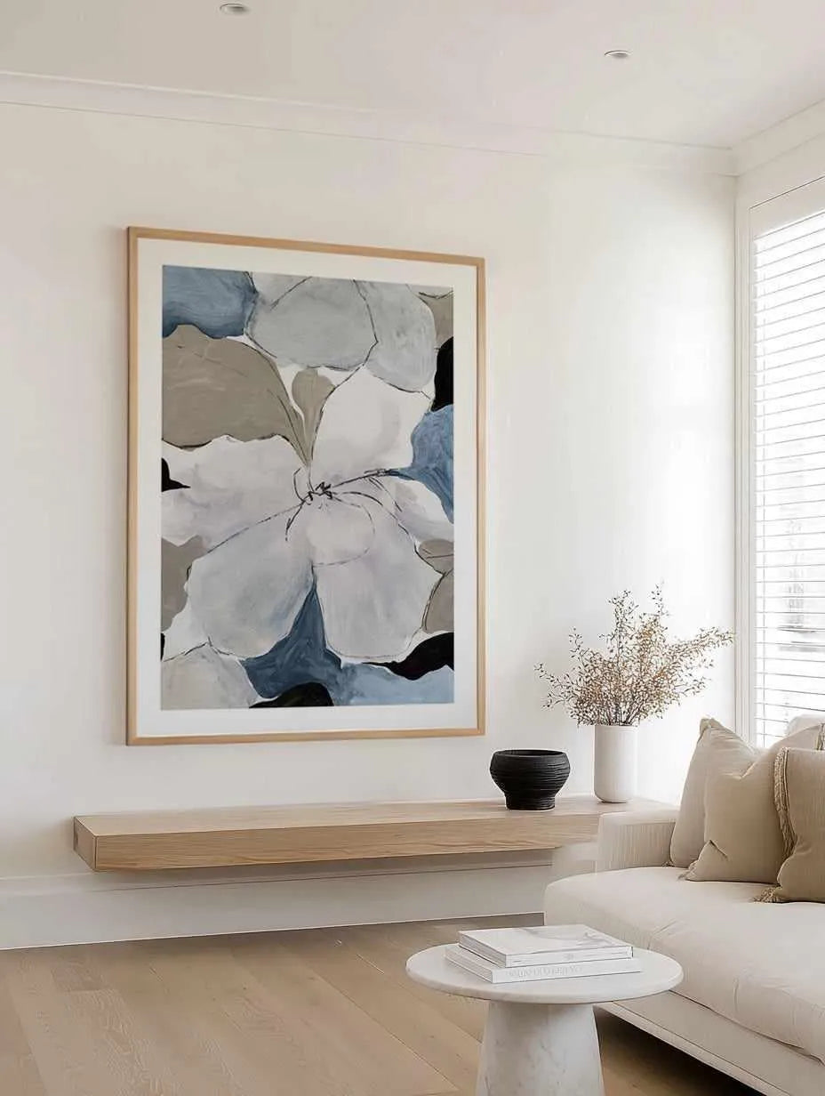 Grey Flowers I Art Print from Olive et Oriel where you can shop wallpaper and artworks online