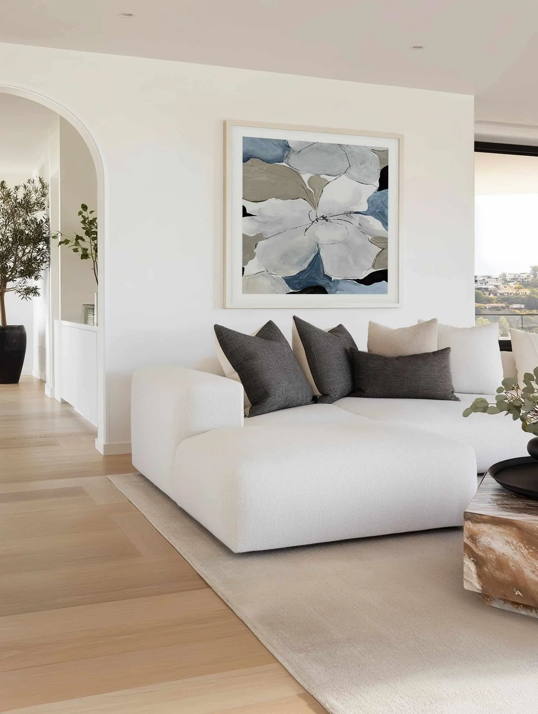 Grey Flowers I SQ Art Print from Olive et Oriel where you can shop wallpaper and artworks online