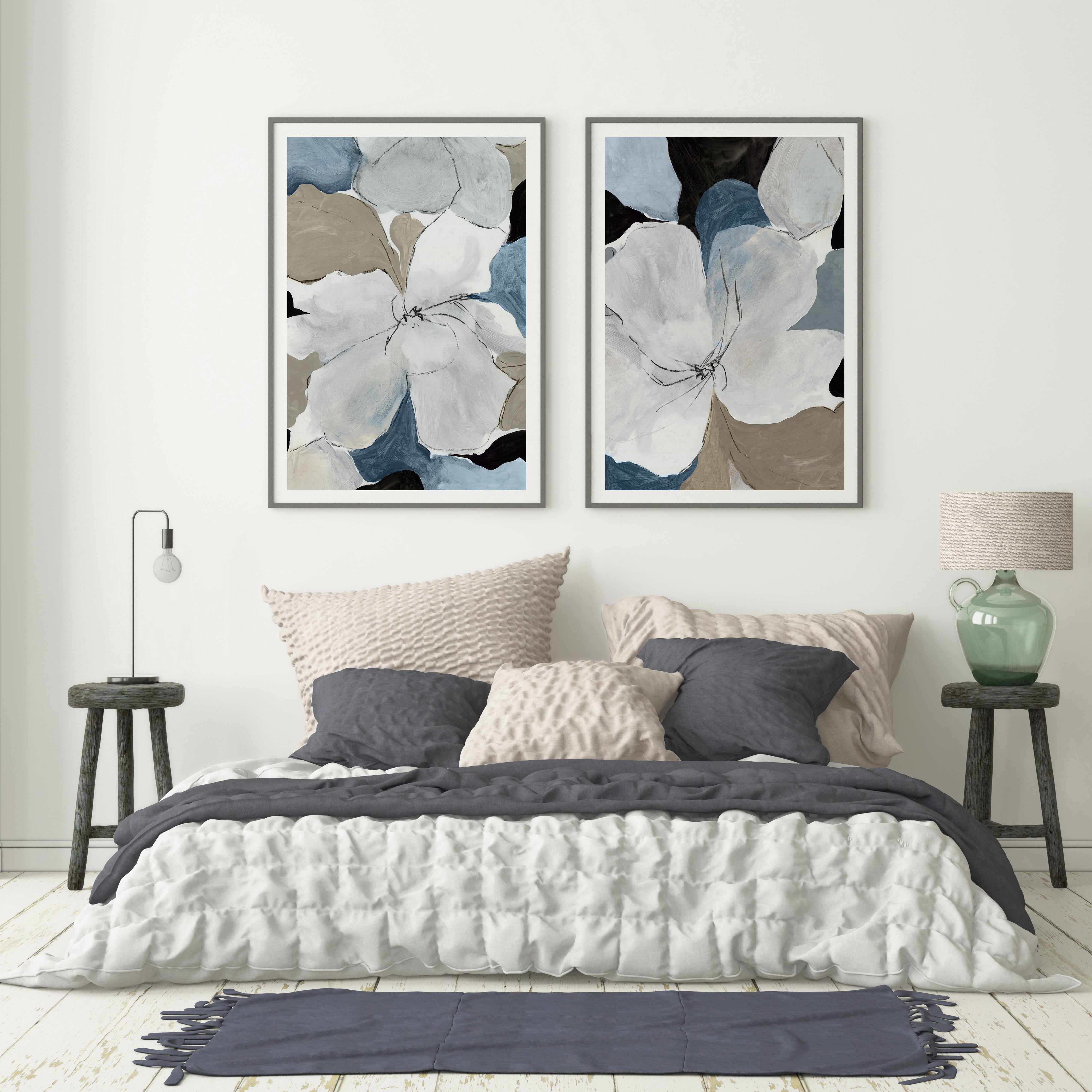 Grey Flowers I Art Print