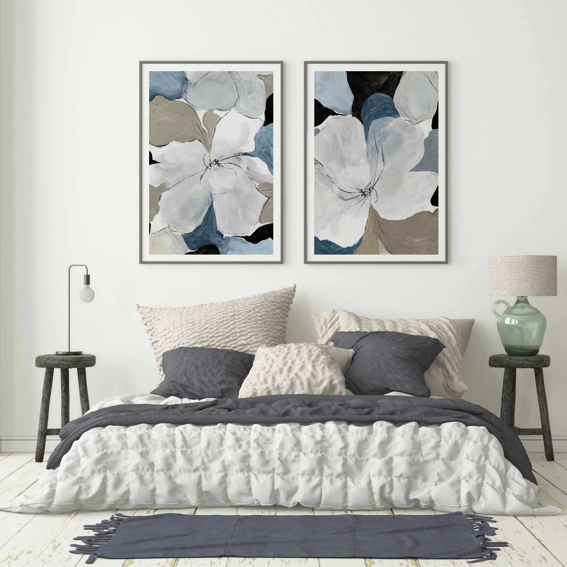 Grey Flowers I Art Print from Olive et Oriel where you can shop wallpaper and artworks online