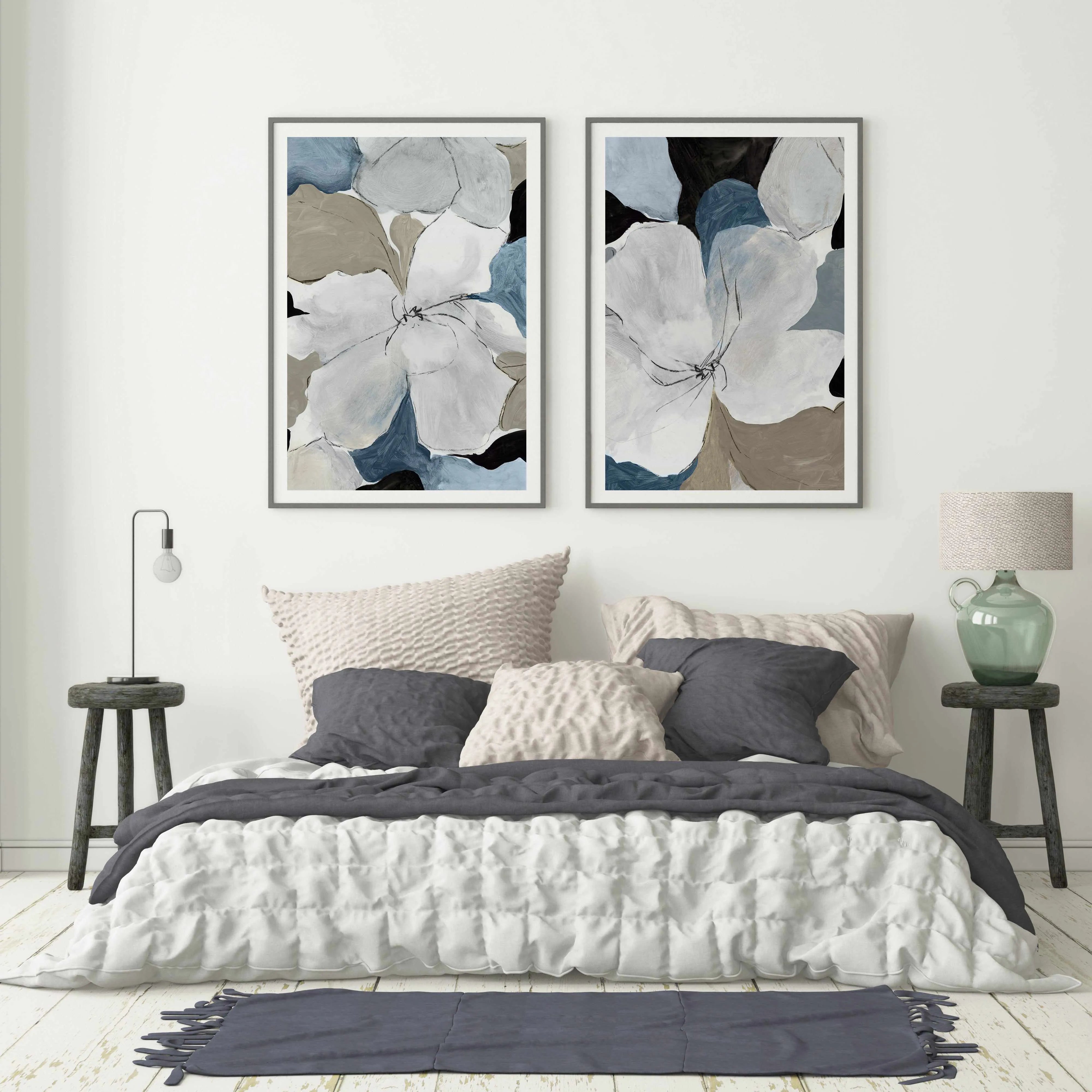 Grey Flowers I Art Print from Olive et Oriel where you can shop wallpaper and artworks online