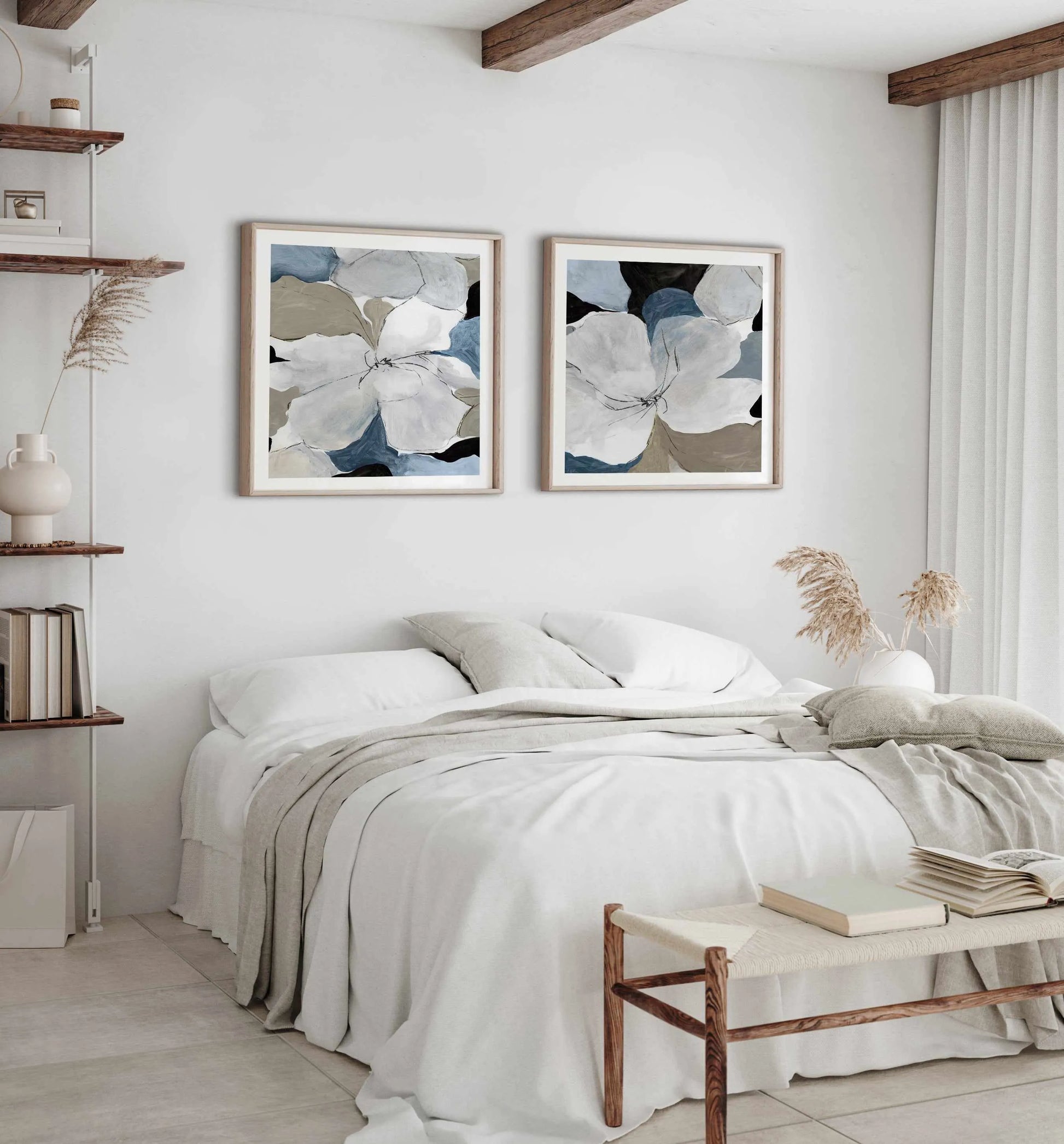 Grey Flowers I SQ Art Print from Olive et Oriel where you can shop wallpaper and artworks online