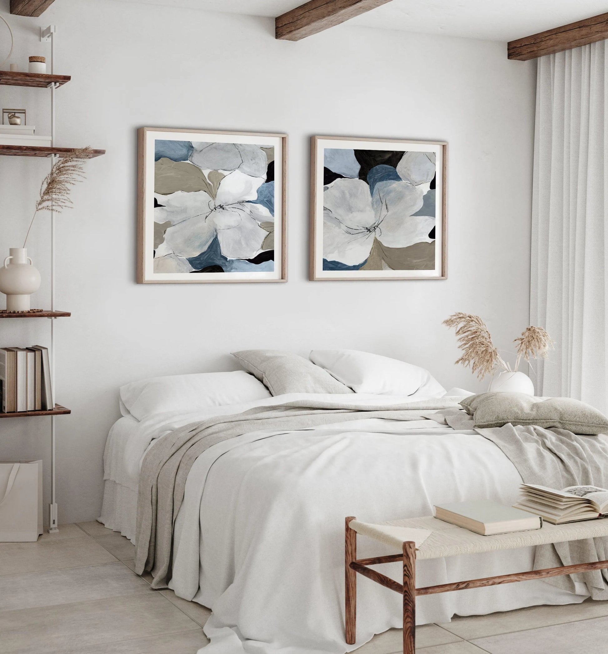 Grey Flowers II SQ Art Print from Olive et Oriel where you can shop wallpaper and artworks online