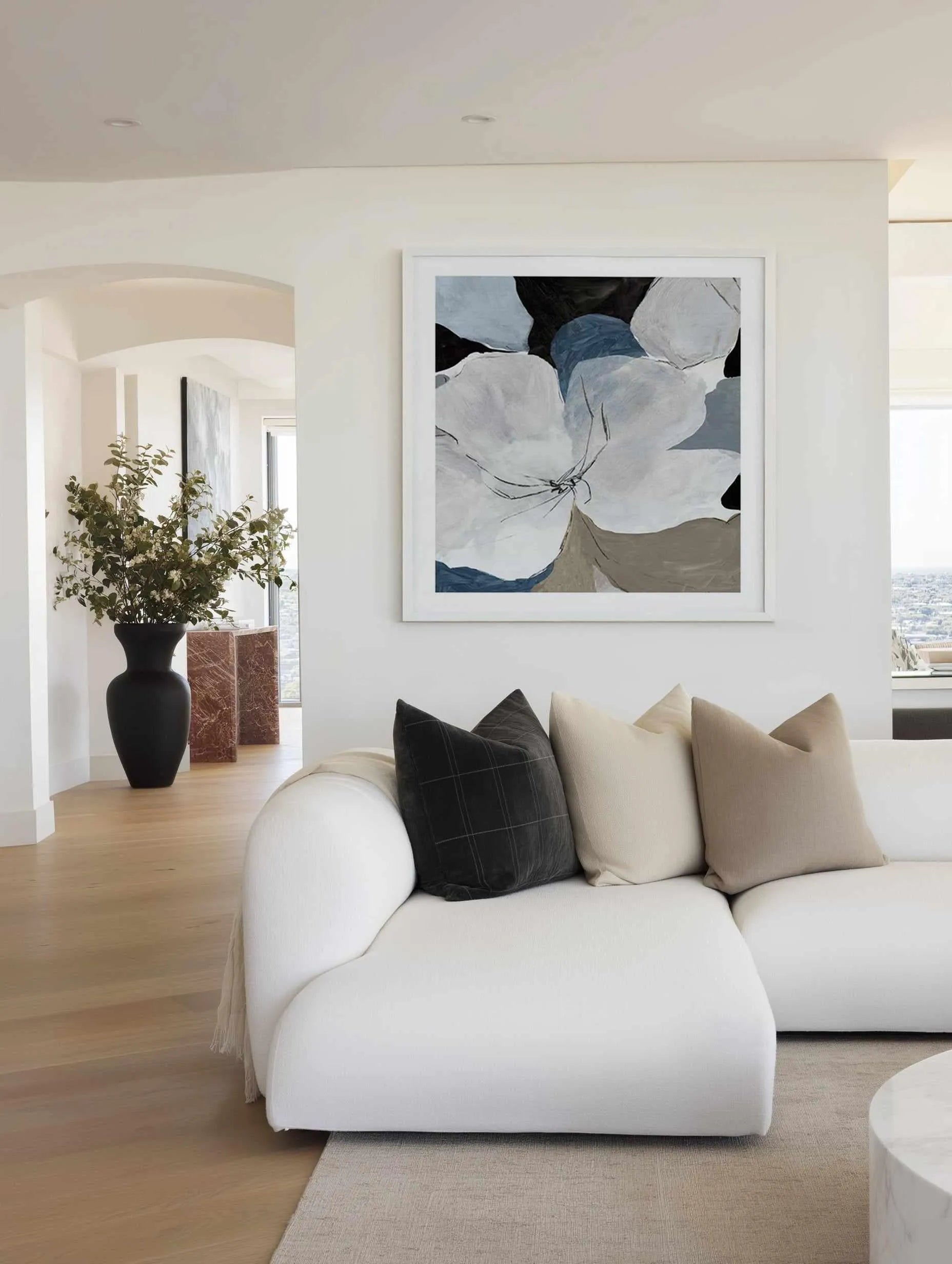 Grey Flowers II SQ Art Print from Olive et Oriel where you can shop wallpaper and artworks online