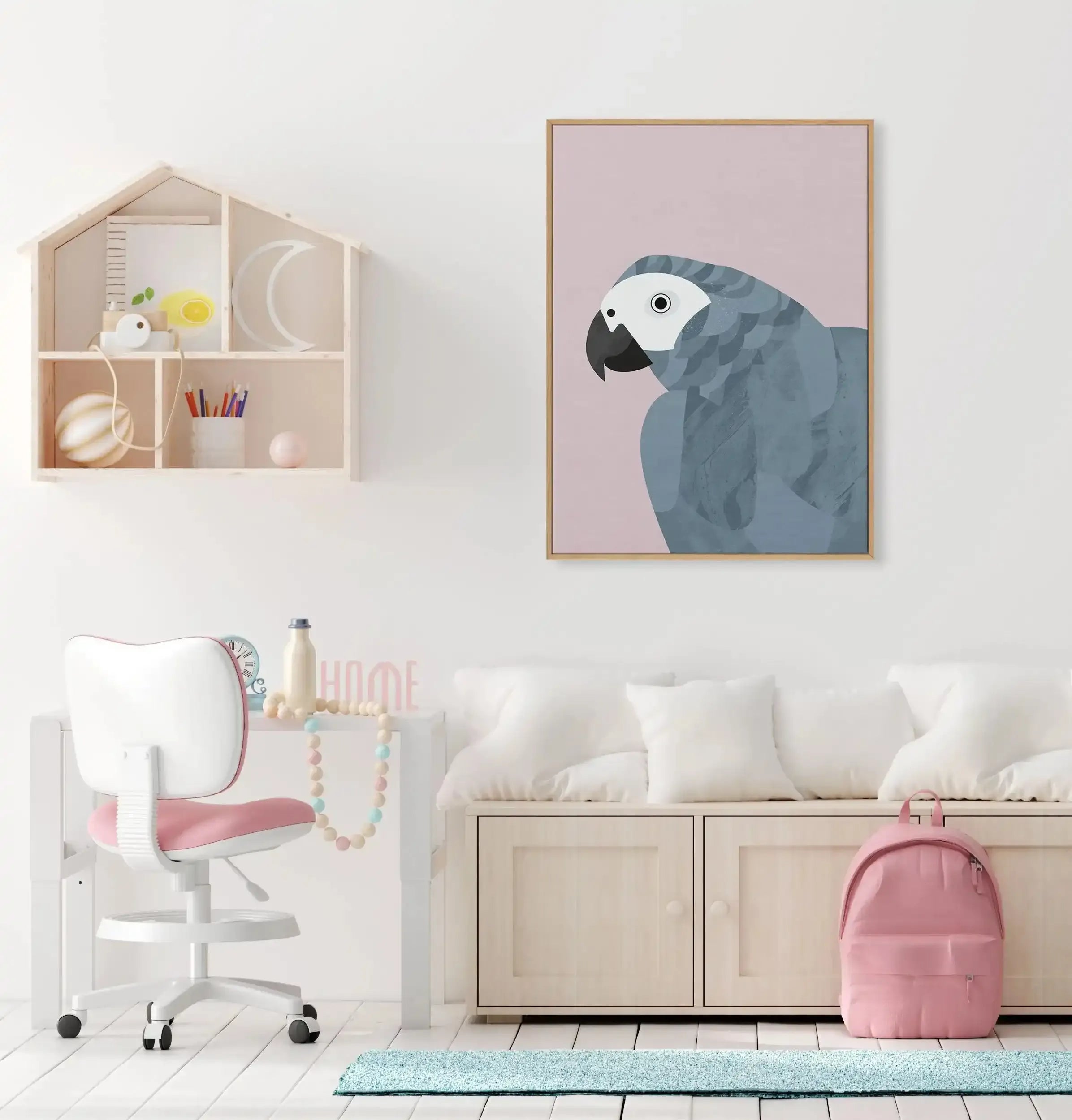 Grey Macaw by Dan Hobday | Framed Canvas-CANVAS-You can shop wall art online with Olive et Oriel for everything from abstract art to fun kids wall art. Our beautiful modern art prints and canvas art are available from large canvas prints to wall art paintings and our proudly Australian artwork collection offers only the highest quality framed large wall art and canvas art Australia - You can buy fashion photography prints or Hampton print posters and paintings on canvas from Olive et Oriel and h