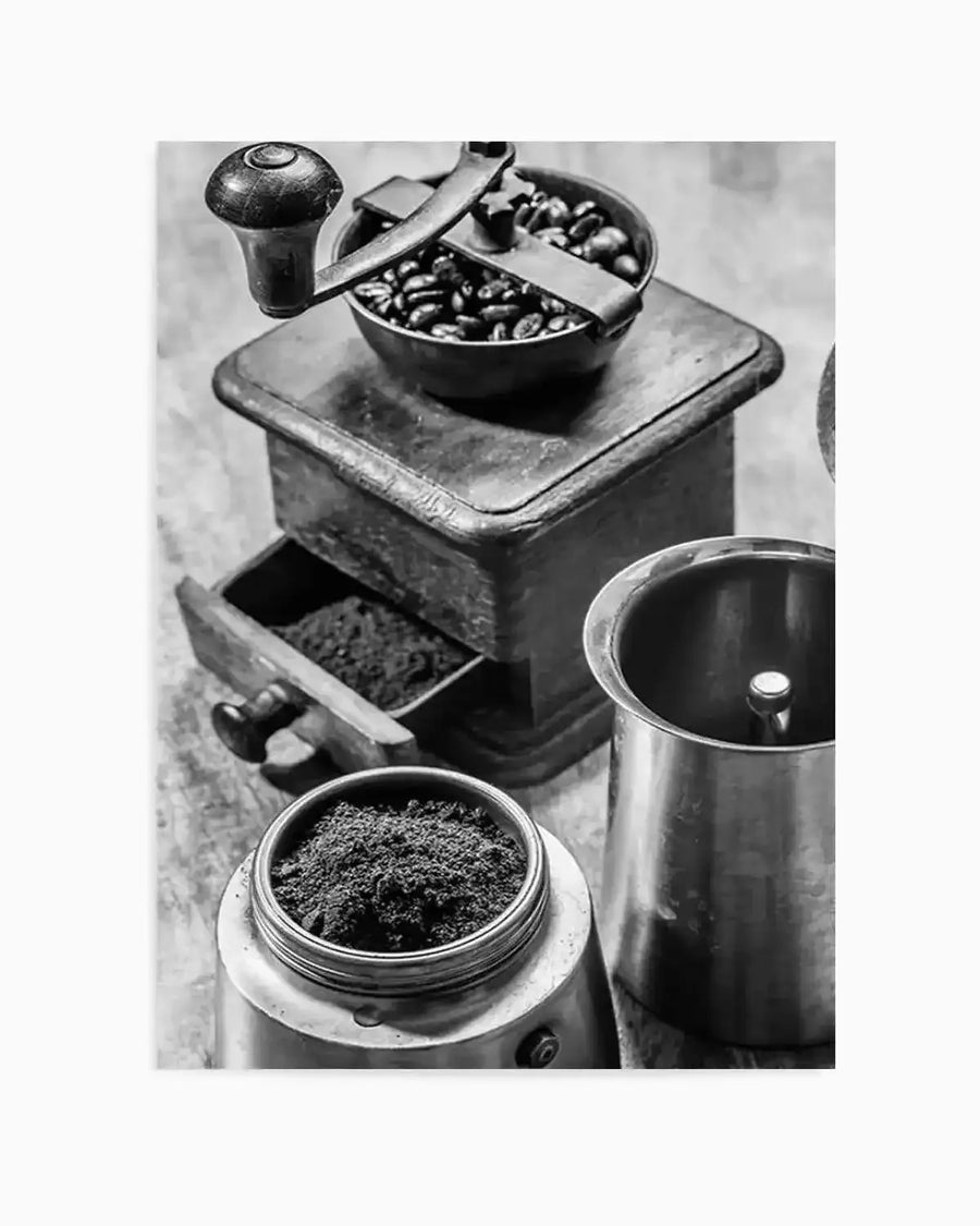Ground Coffee Art Print black black & white vintage art print