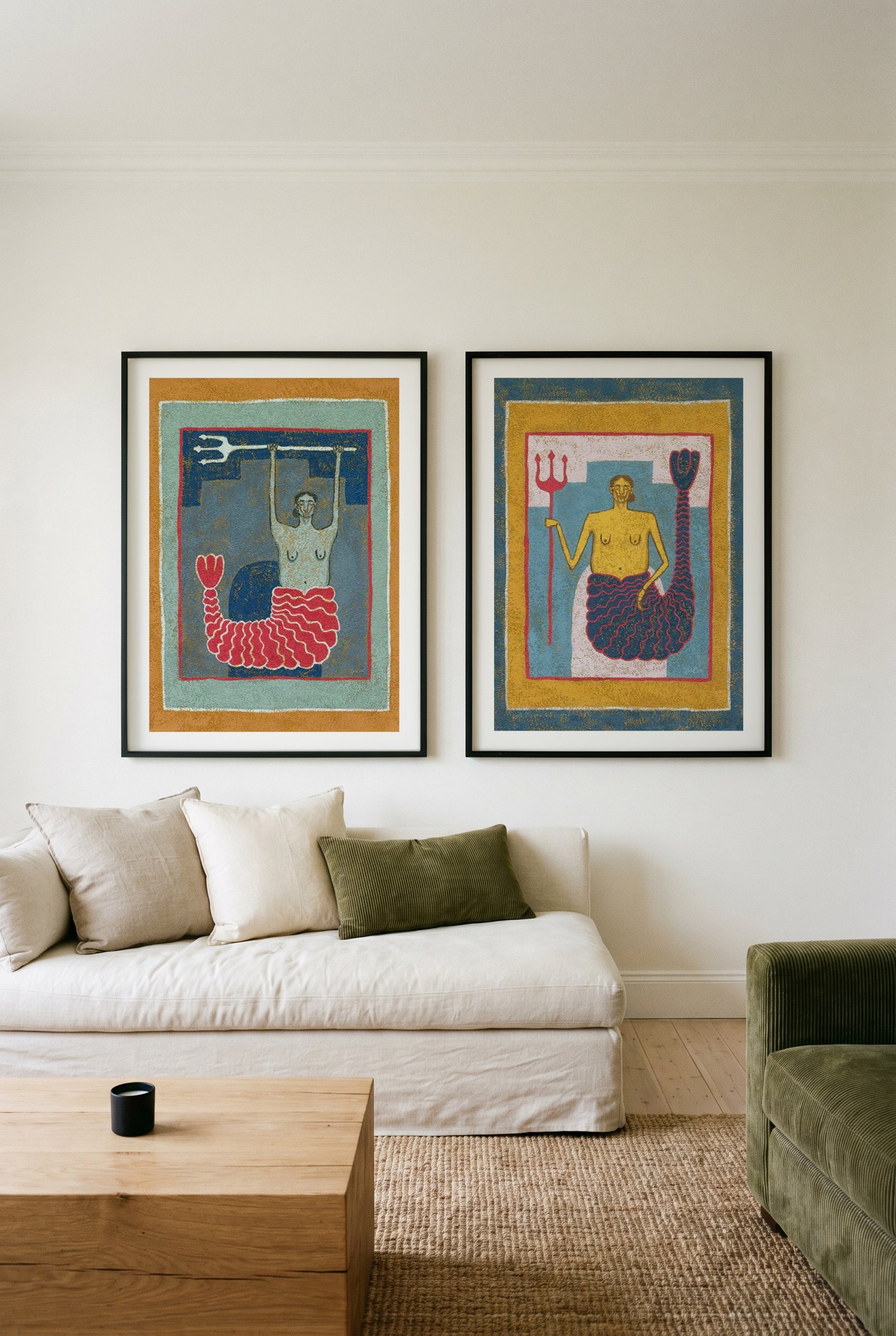 Guardian of the Sea I & II by Julie Celina Art Print Set of 2 | Matching Wall Art