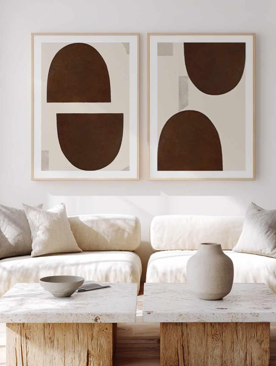 Half Domes Brown No Border I & II Art Print Set of 2 | Matching Wall Art from Olive et Oriel where you can shop wallpaper and artworks online