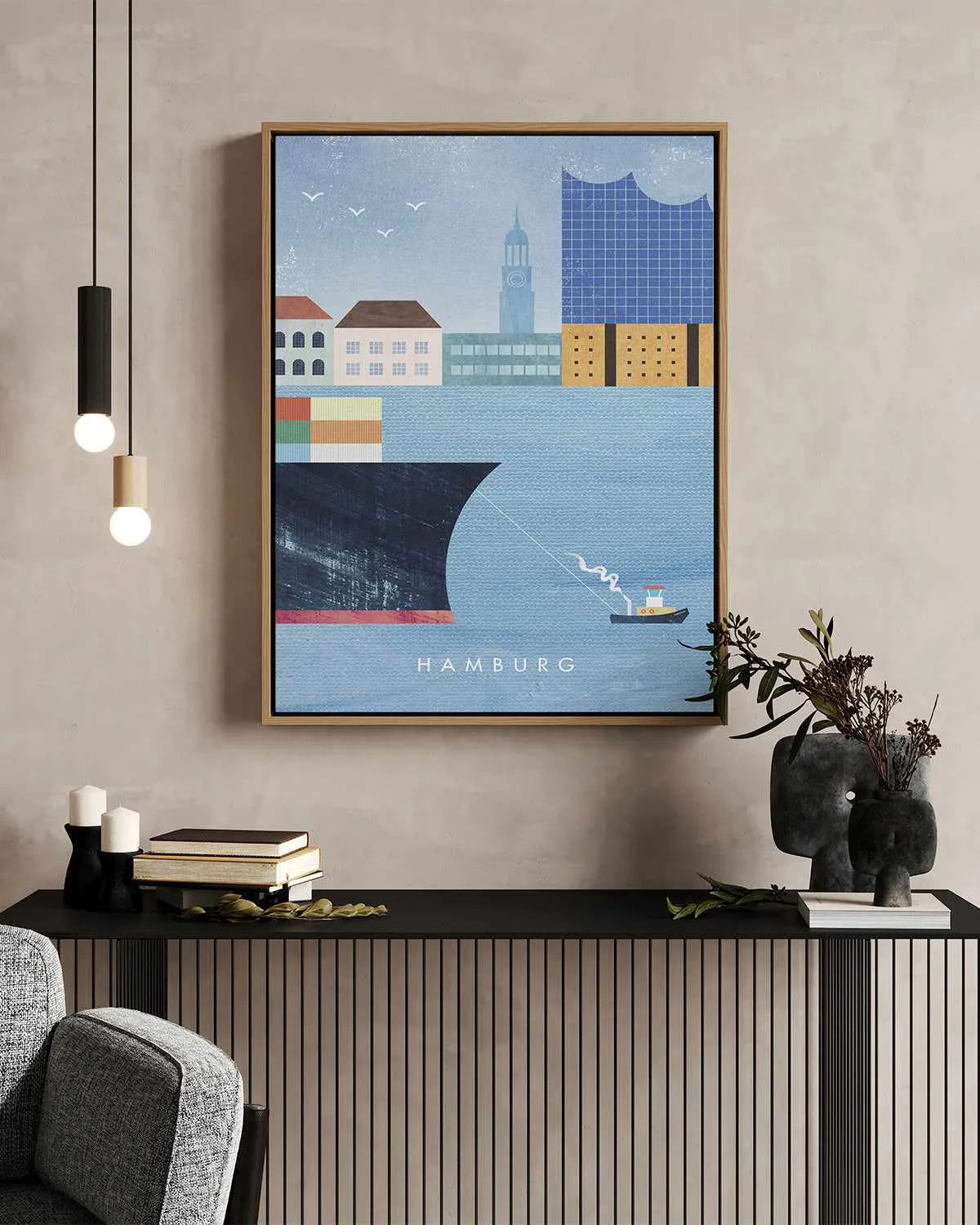 Hamburg by Henry Rivers | Framed Canvas Art Print from Olive et Oriel where you can shop wallpaper and artworks online