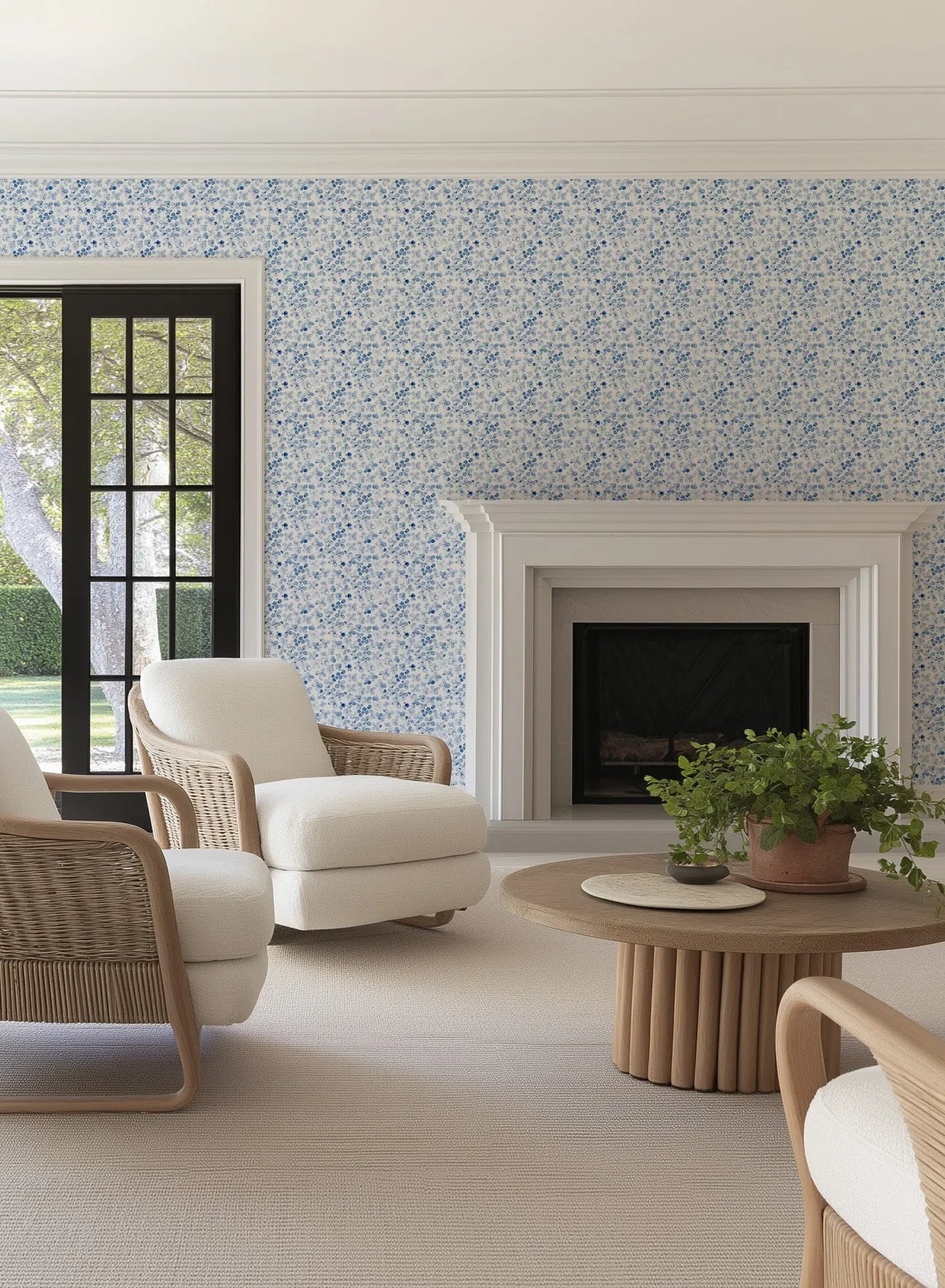 Hamptons Hydrangea Wallpaper from Olive et Oriel where you can shop wallpaper and artworks online
