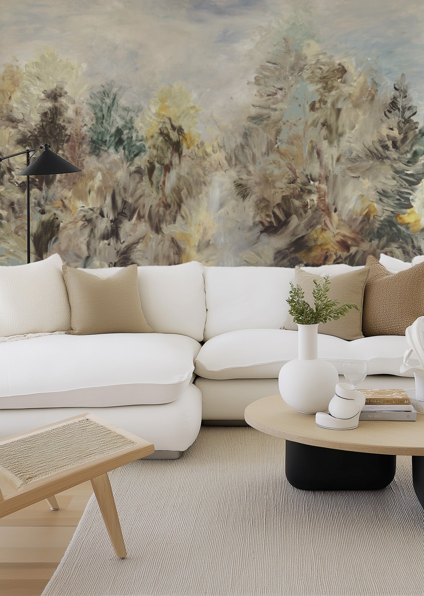 Windswept Valley Hand Painted Mural Wallpaper from Olive et Oriel where you can shop wallpaper and artworks online
