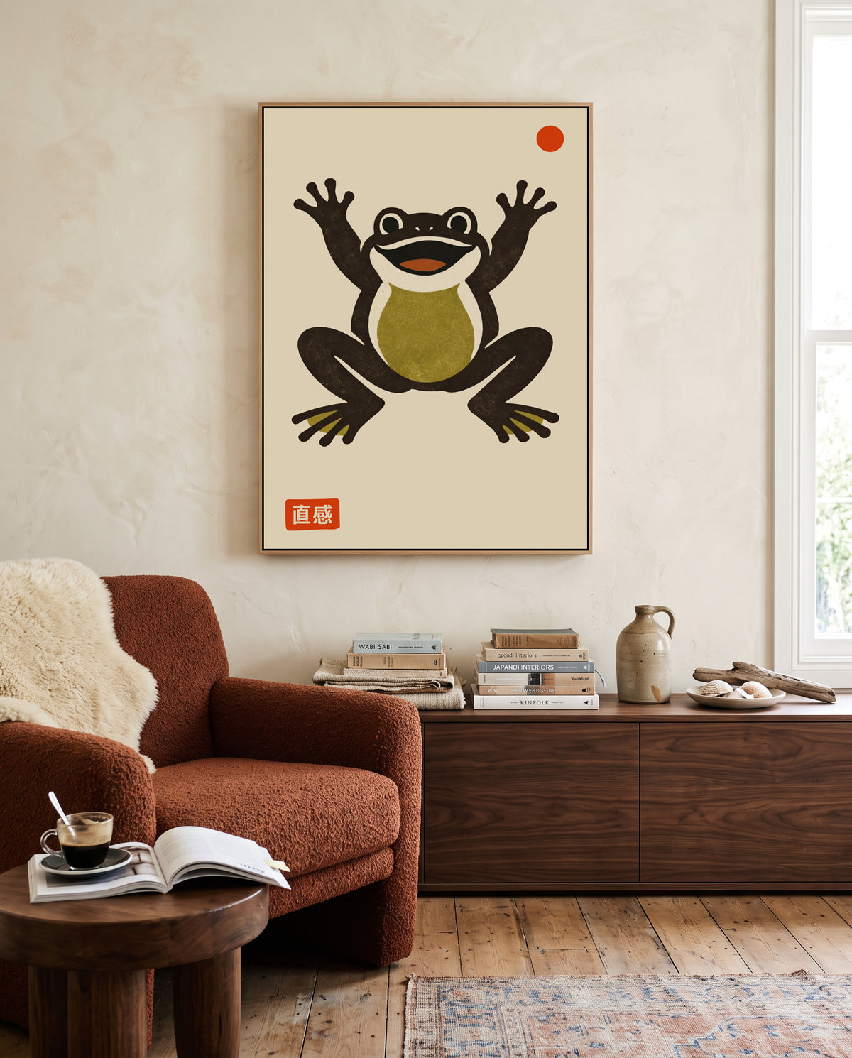 Happy Frog Red Dot by Patryk Krygowski | Framed Canvas Art Print