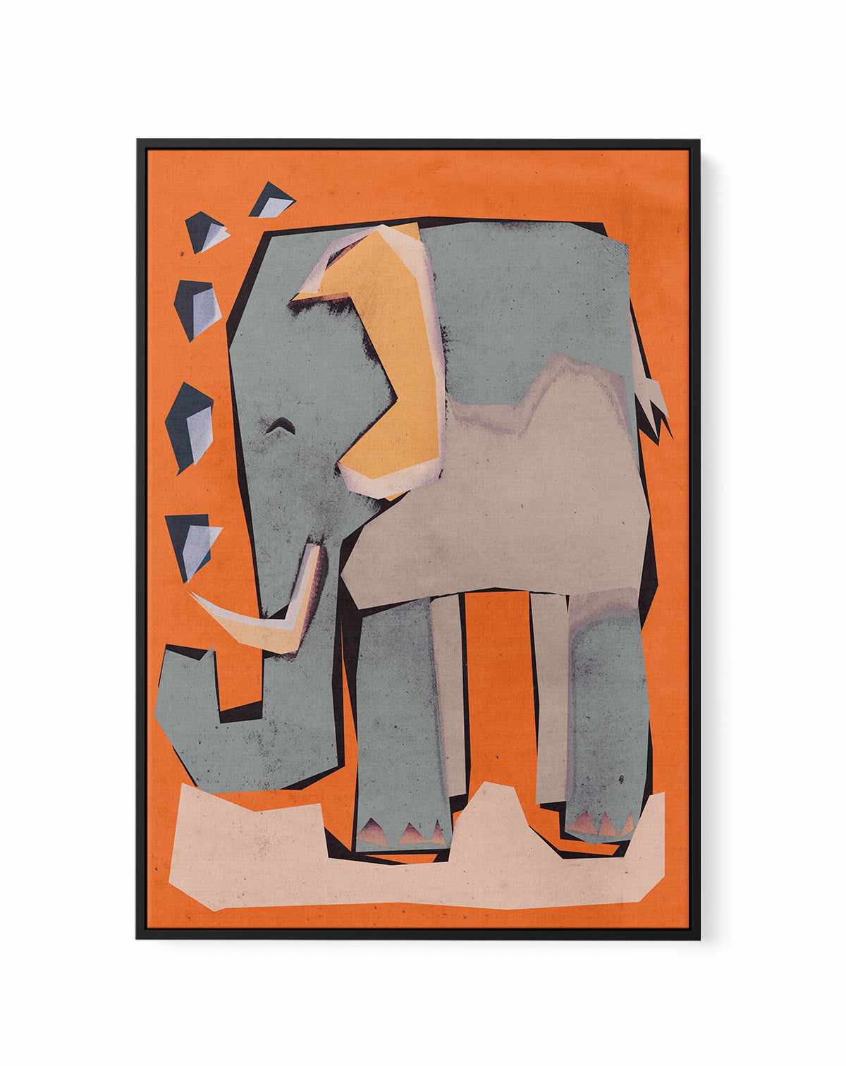 Happy elephant by Treechild | Framed Canvas Art Print