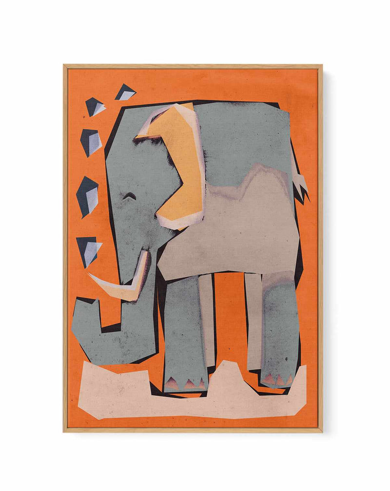 Happy elephant by Treechild | Framed Canvas Art Print