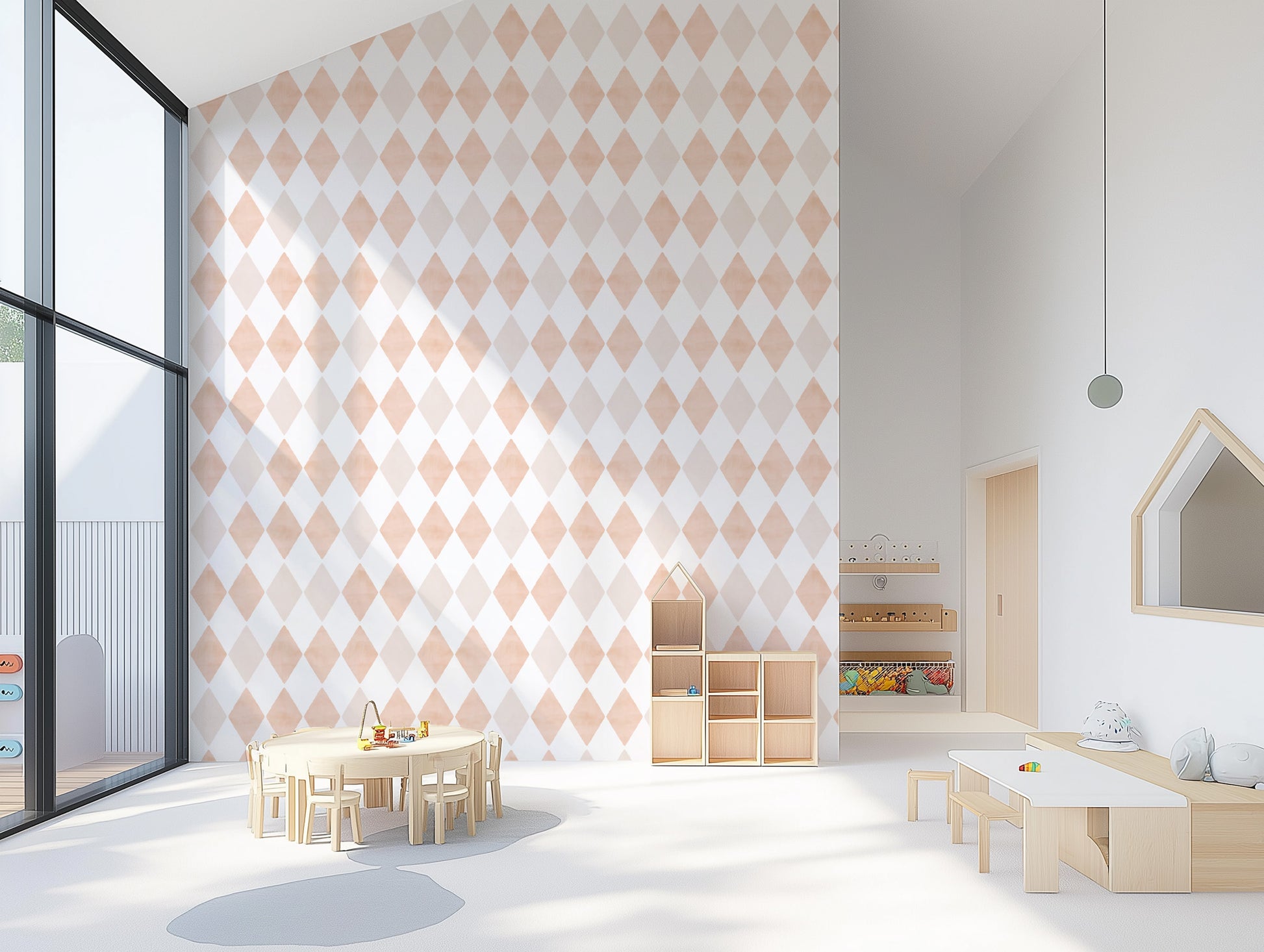 Harlequin in Orange Commercial Vinyl Wallcovering from Olive et Oriel where you can shop wallpaper and artworks online