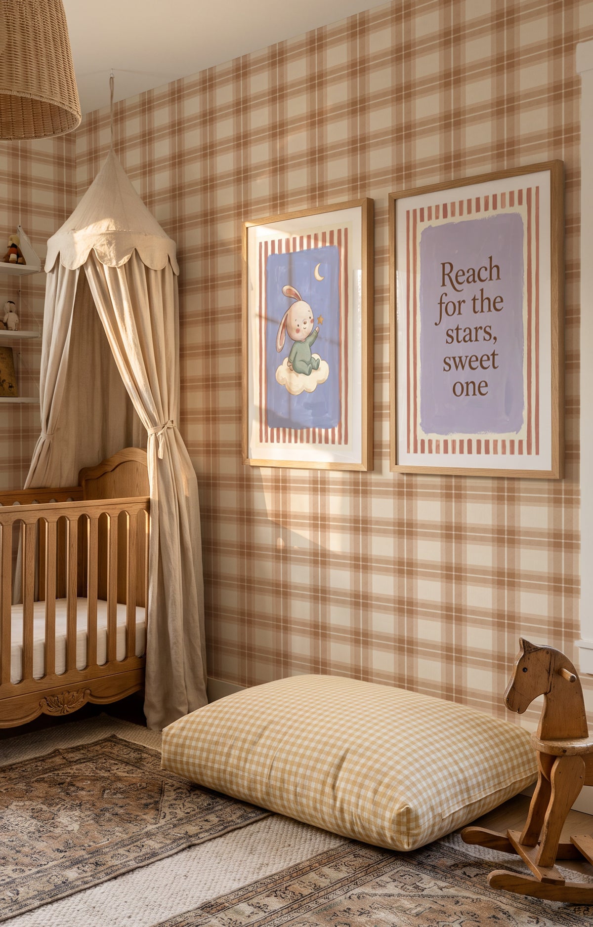 Hartwell Tartan in Tan Wallpaper
