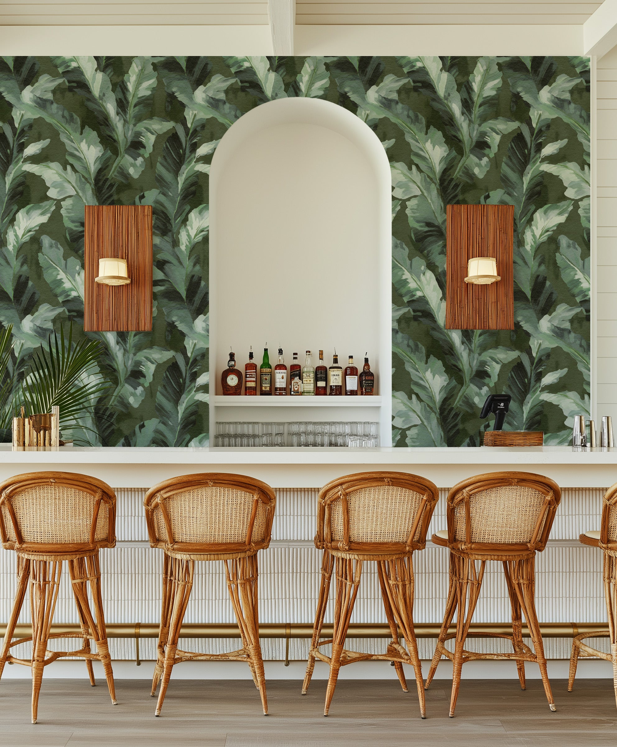 Havana Haze in Khaki Green Commercial Vinyl Wallpaper from Olive et Oriel where you can shop wallpaper and artworks online