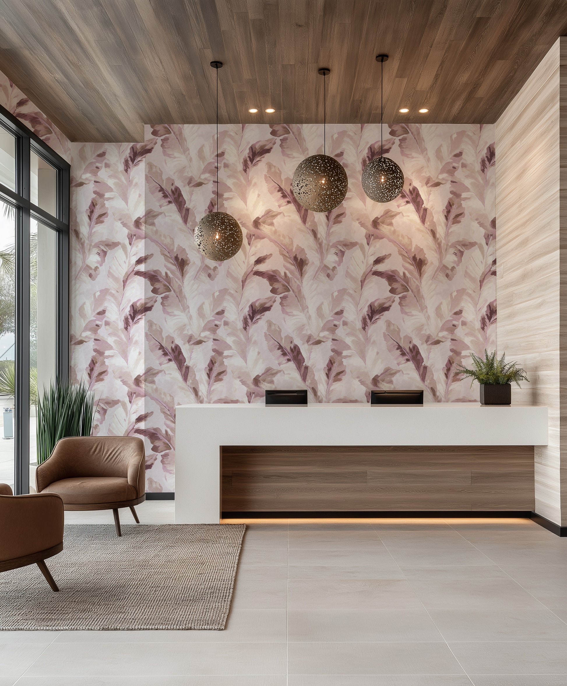 Havana Haze in Pink Commercial Vinyl Wallpaper from Olive et Oriel where you can shop wallpaper and artworks online