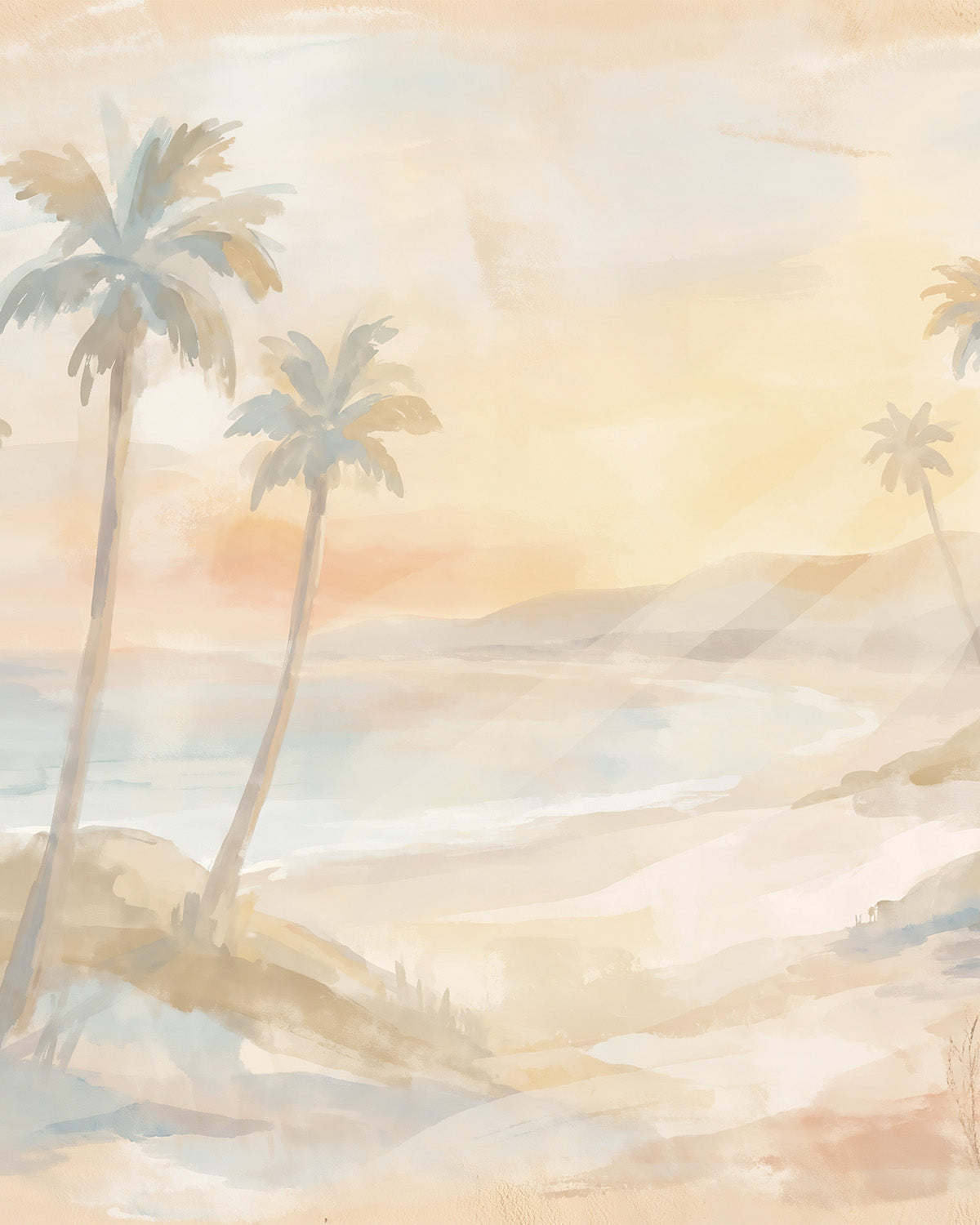 Hazy Palms Wallpaper Mural from Olive et Oriel where you can shop wallpaper and artworks online