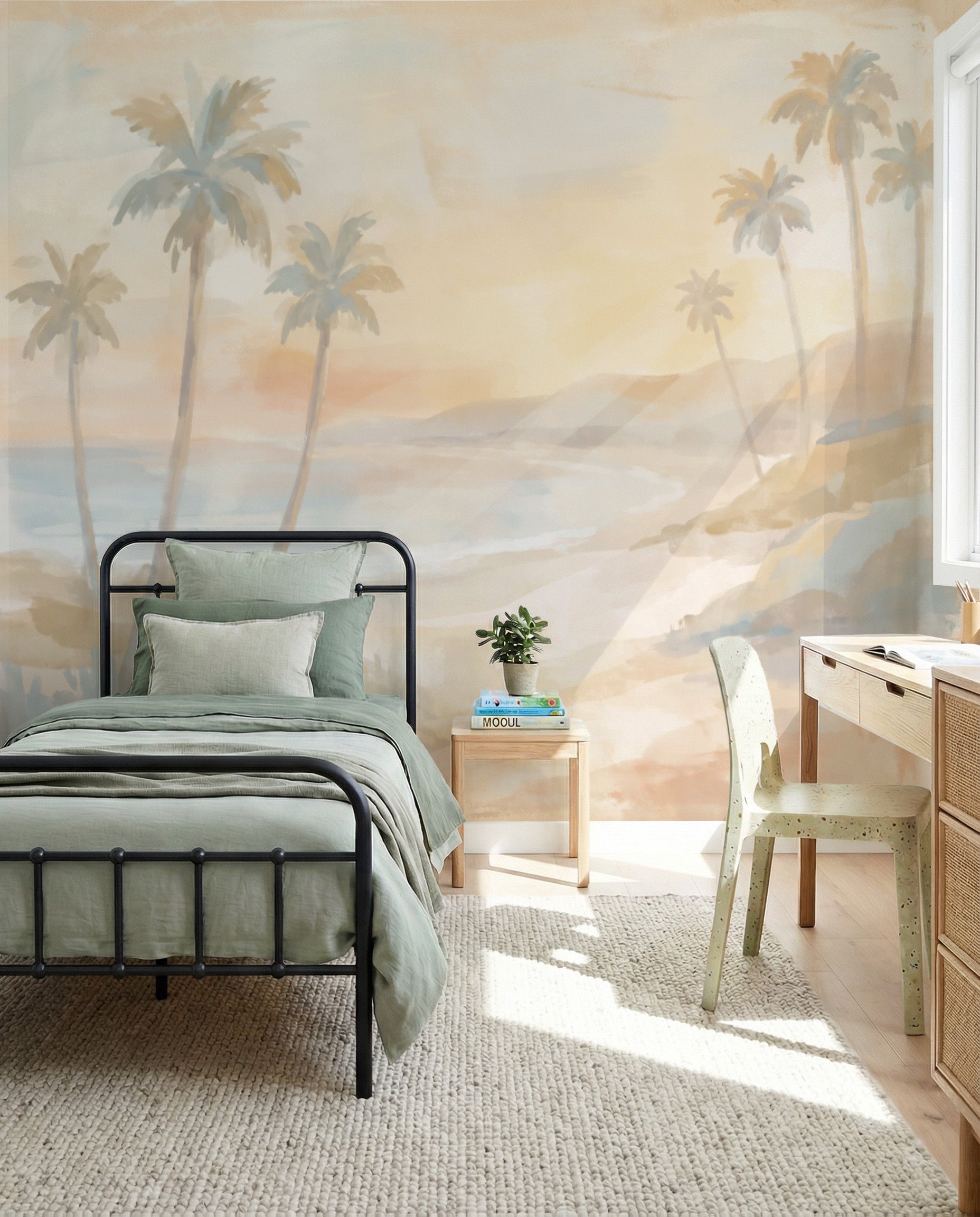 Hazy Palms Wallpaper Mural from Olive et Oriel where you can shop wallpaper and artworks online