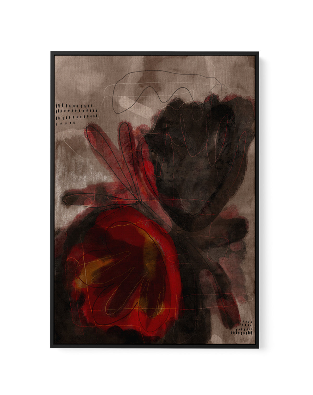 Heart Flame by Shatha Al Dafai | Framed Canvas Art Print