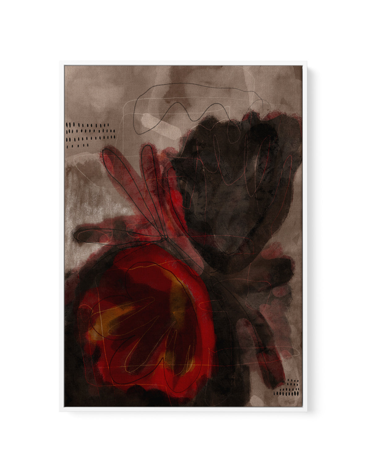 Heart Flame by Shatha Al Dafai | Framed Canvas Art Print