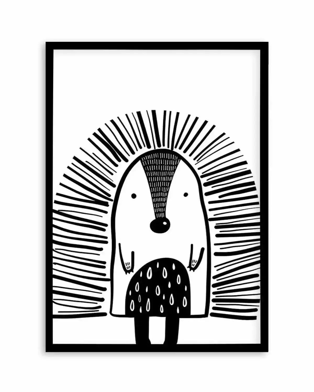 Hedgehog B&W Art Print from Olive et Oriel where you can shop wallpaper and artworks online