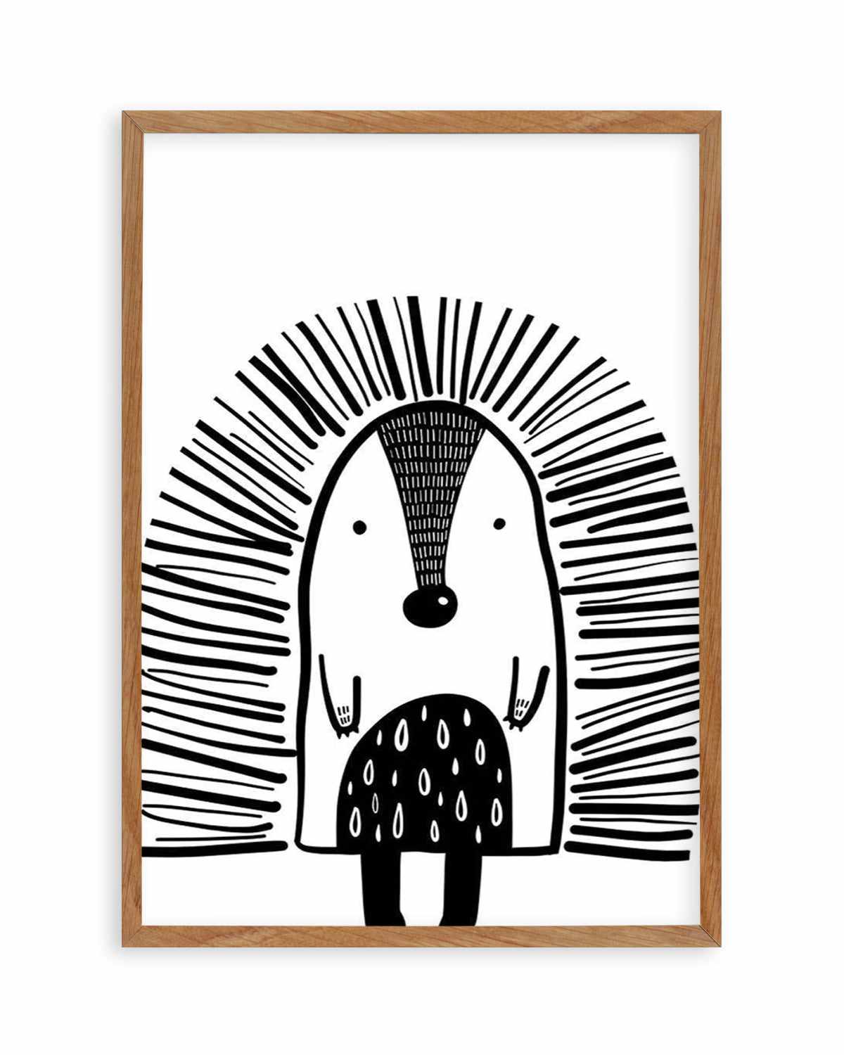 Hedgehog B&W Art Print