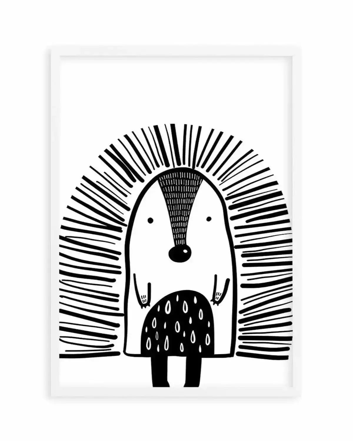 Hedgehog B&W Art Print from Olive et Oriel where you can shop wallpaper and artworks online