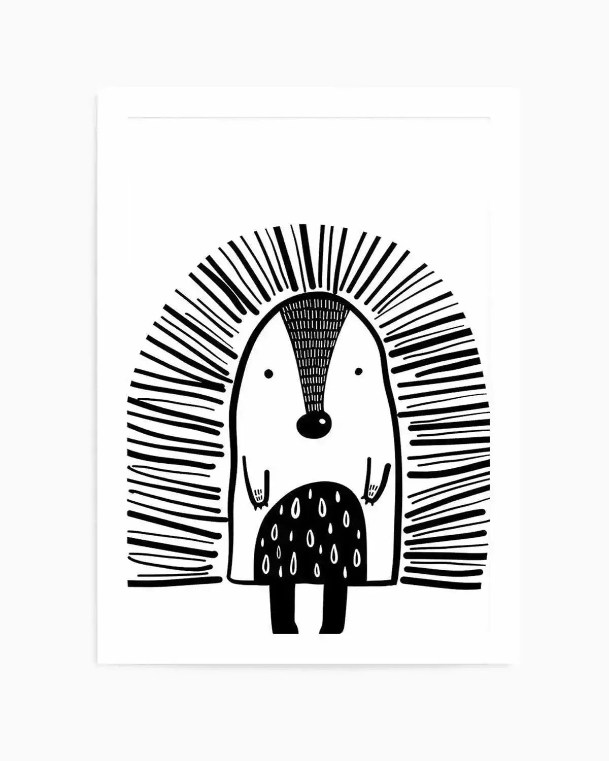 Hedgehog B&W Art Print from Olive et Oriel where you can shop wallpaper and artworks online