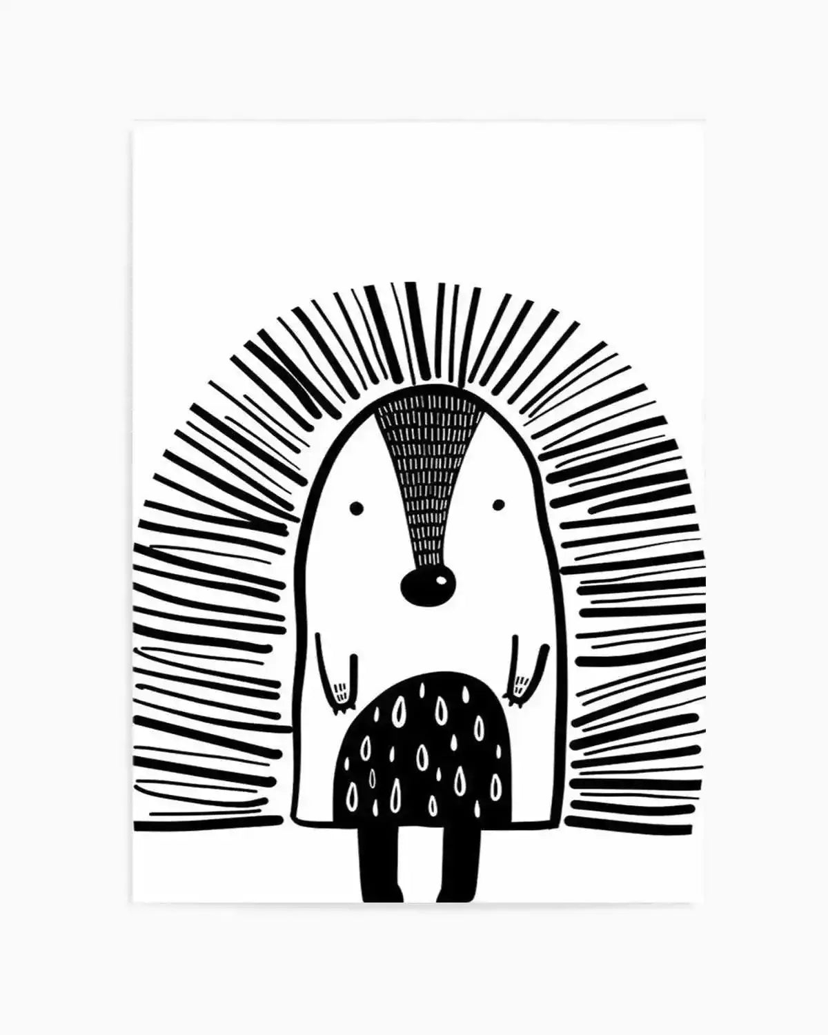 Hedgehog B&W Art Print from Olive et Oriel where you can shop wallpaper and artworks online