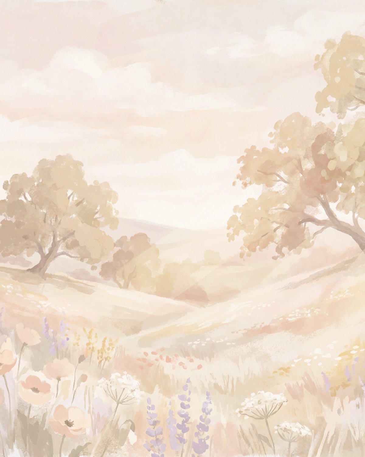 Heirloom Meadow Wallpaper Mural from Olive et Oriel where you can shop wallpaper and artworks online