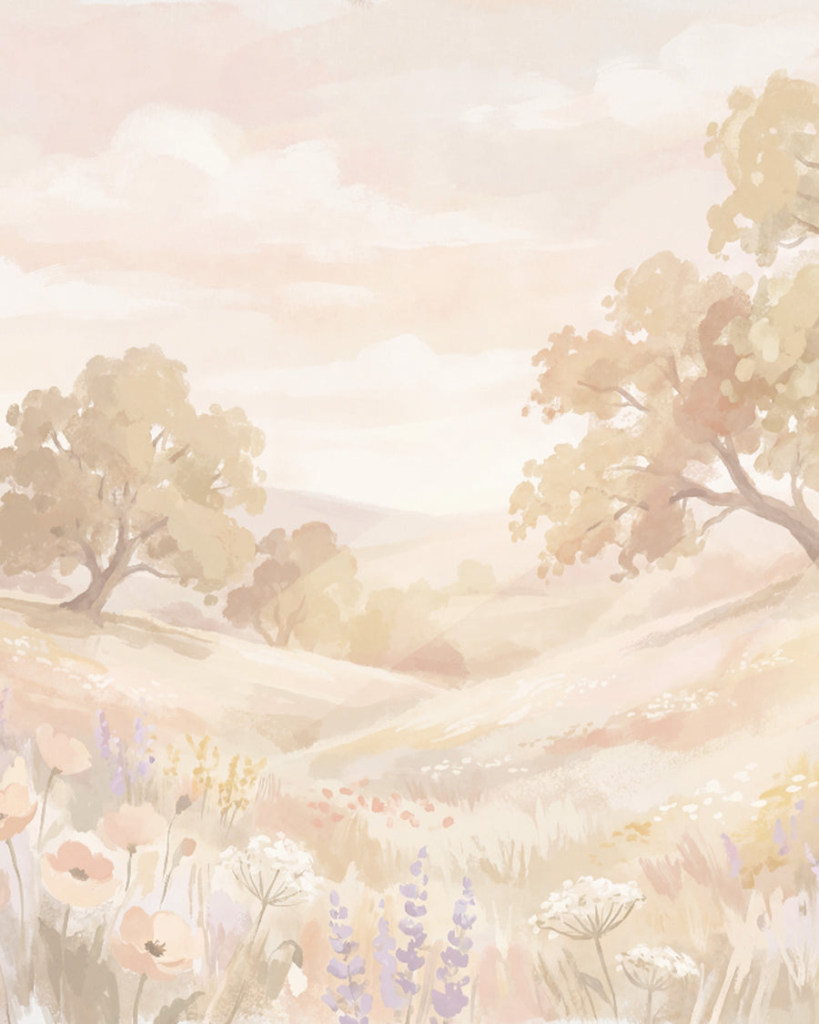 Heirloom Meadow Wallpaper Mural from Olive et Oriel where you can shop wallpaper and artworks online