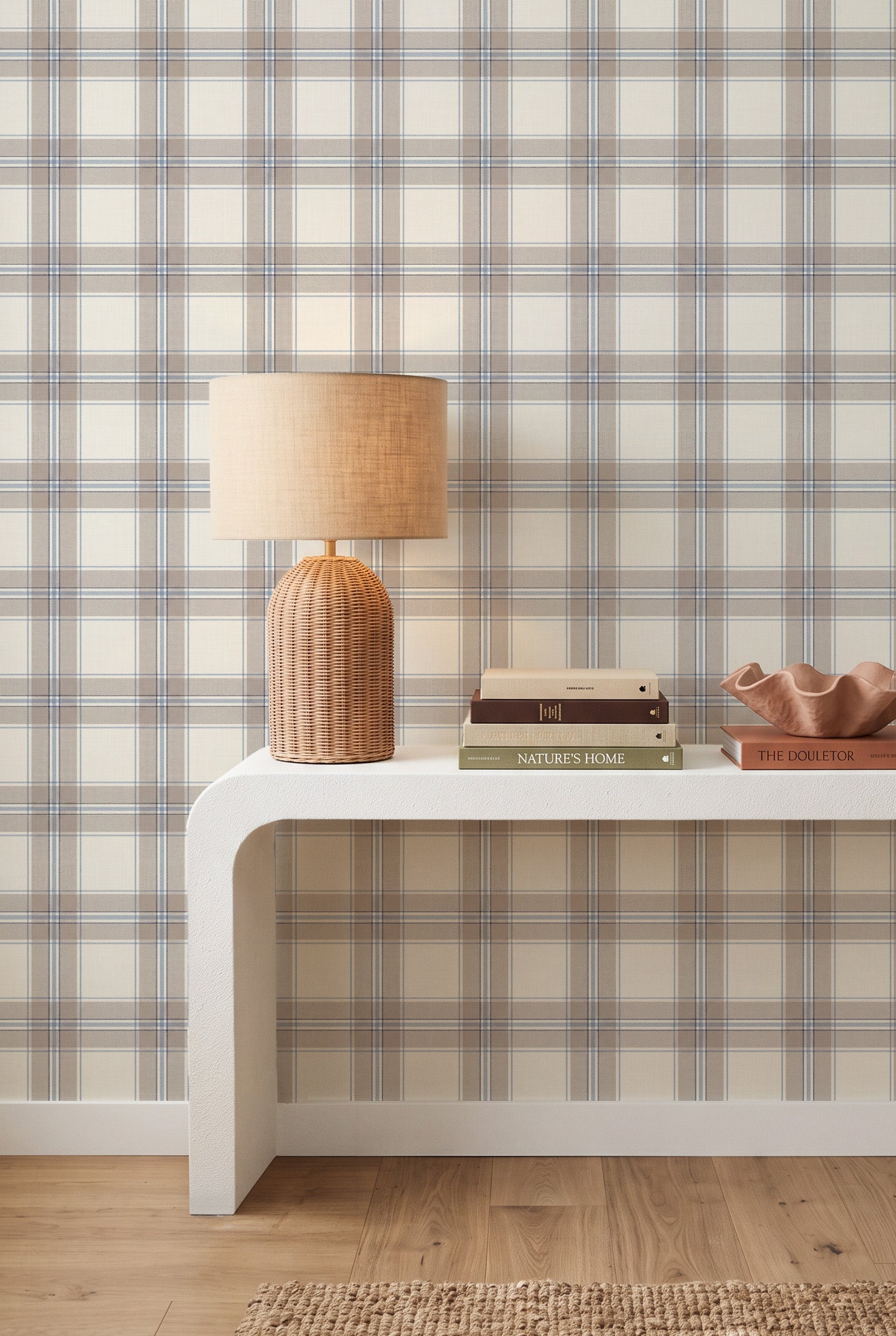 Heirloom Tartan in Grey and Blue Wallpaper