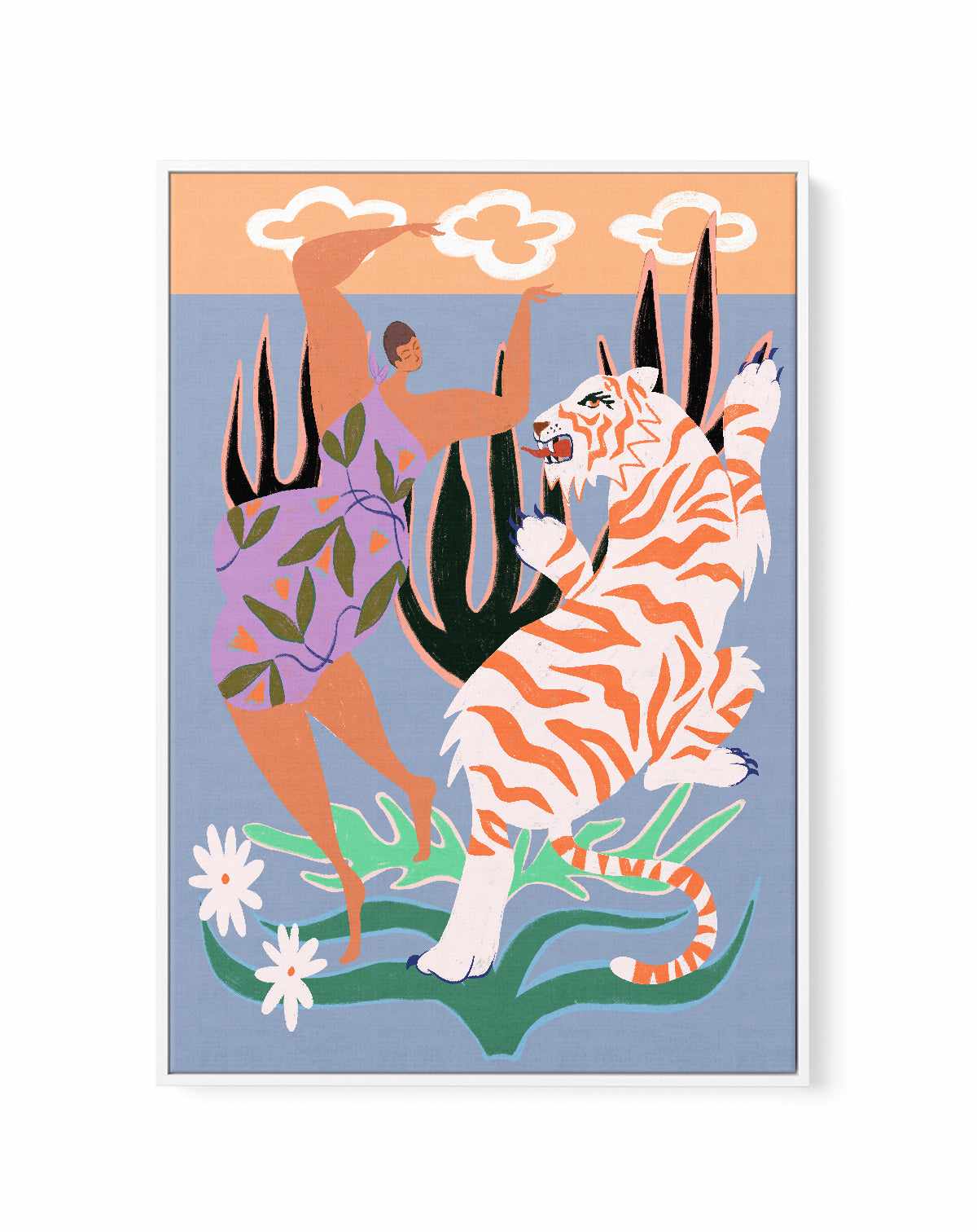 Hello Tiger by Arty Guava | Framed Canvas Art Print